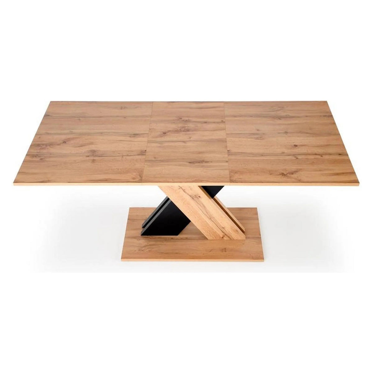 Masa extensibila XARELTO, stejar/negru, PAL furniruit, 130/175x85x76 cm