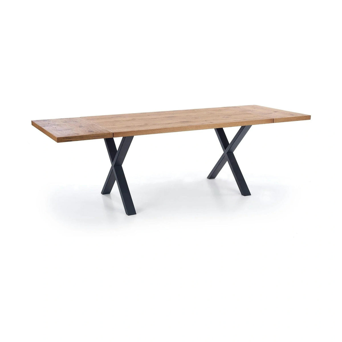 Masa extensibila XAVIER, stejar deschis/negru, lemn/otel, 160/250x90x76 cm