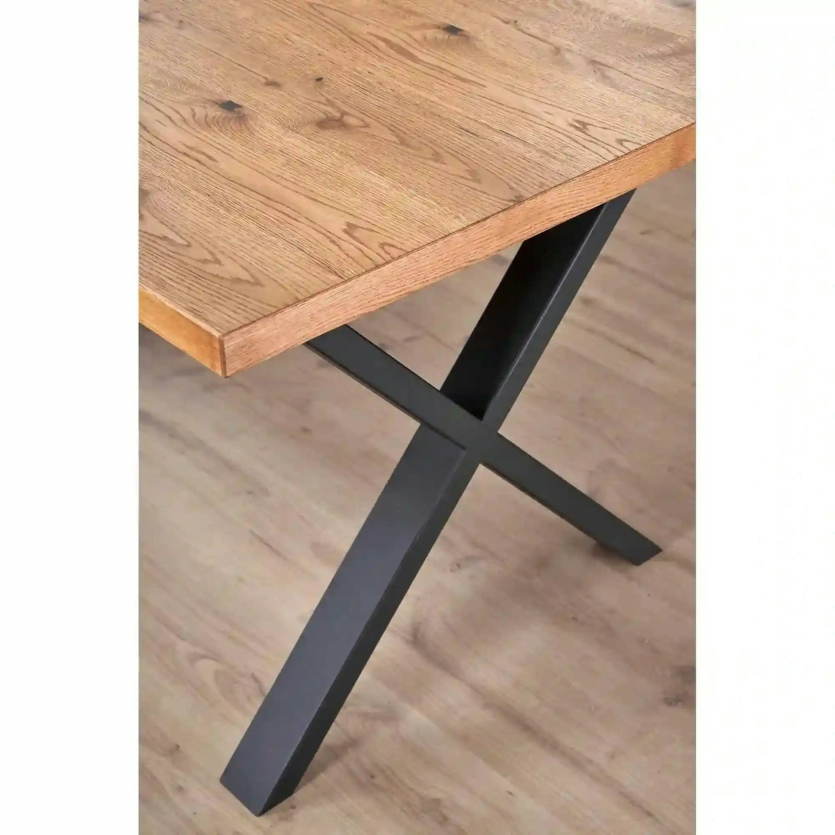 Masa extensibila XAVIER, stejar deschis/negru, lemn/otel, 160/250x90x76 cm