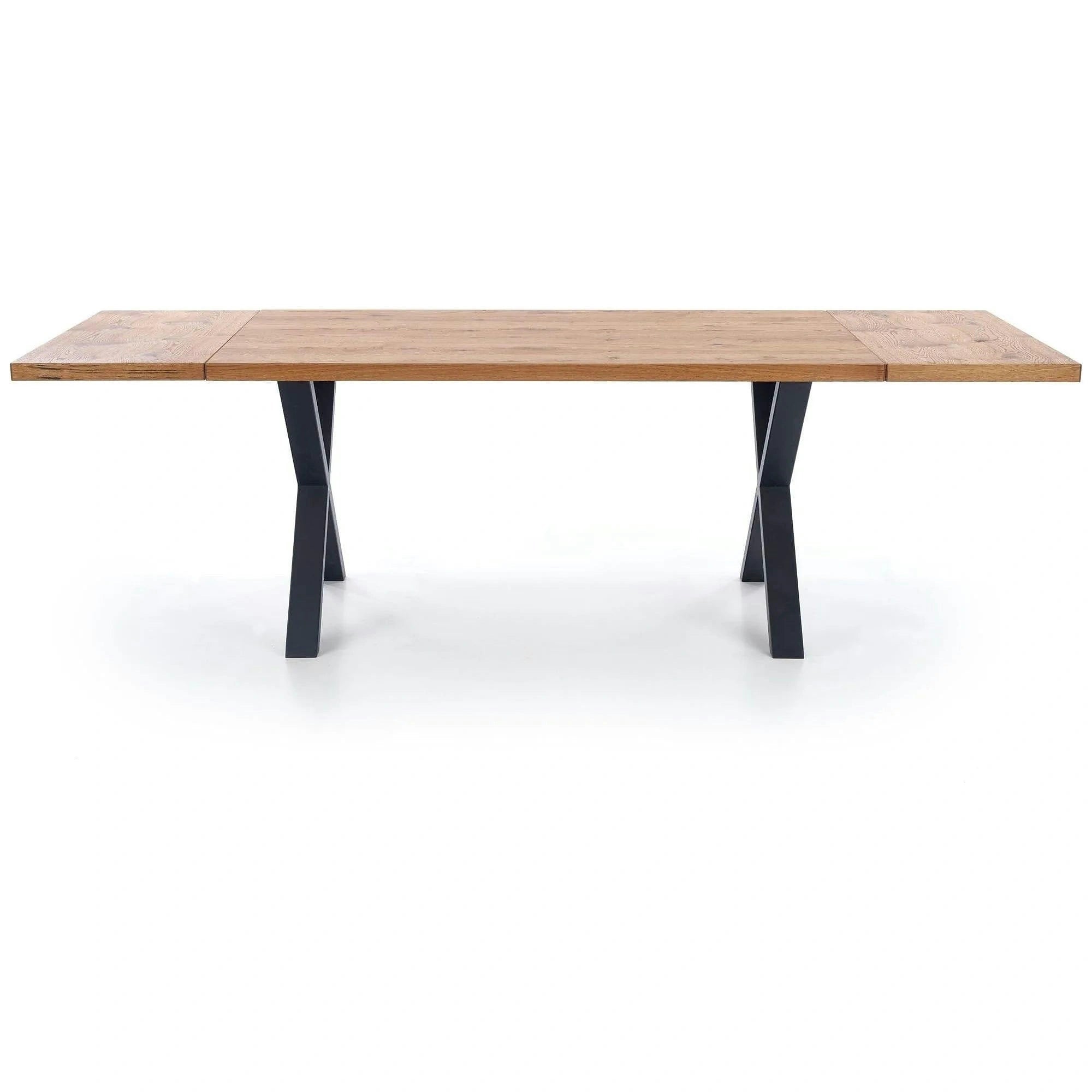 Masa extensibila XAVIER, stejar deschis/negru, lemn/otel, 160/250x90x76 cm