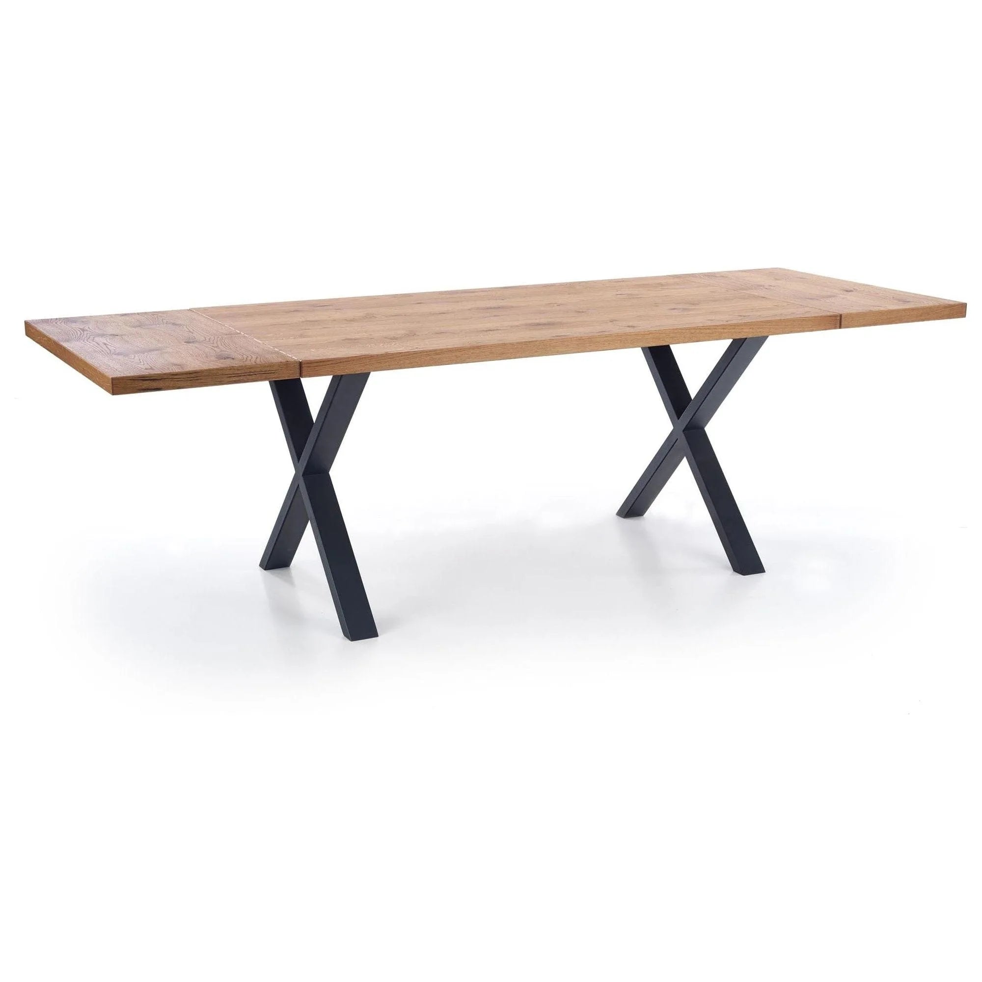 Masa extensibila XAVIER, stejar deschis/negru, lemn/otel, 160/250x90x76 cm