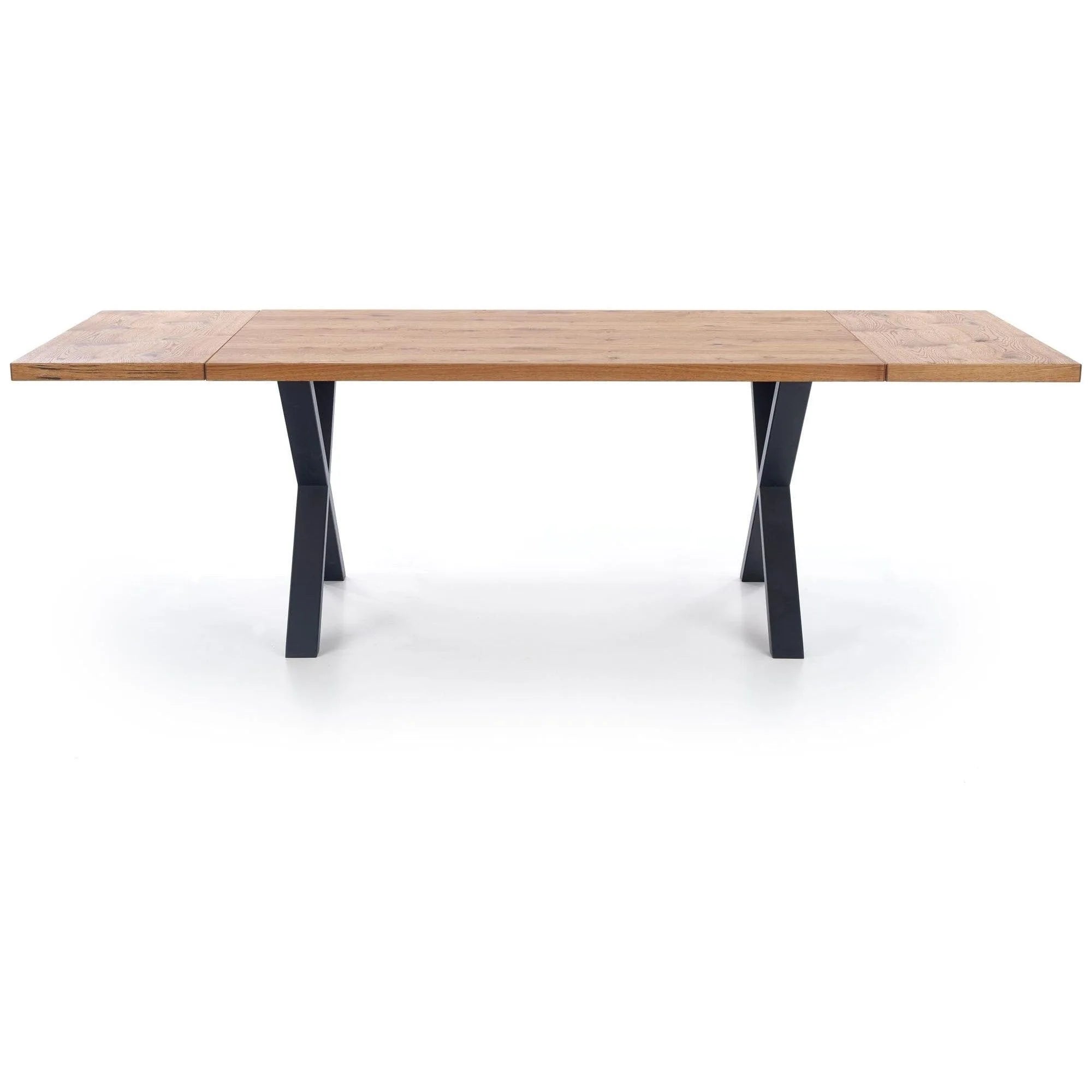 Masa extensibila XAVIER, stejar deschis/negru, lemn/otel, 160/250x90x76 cm
