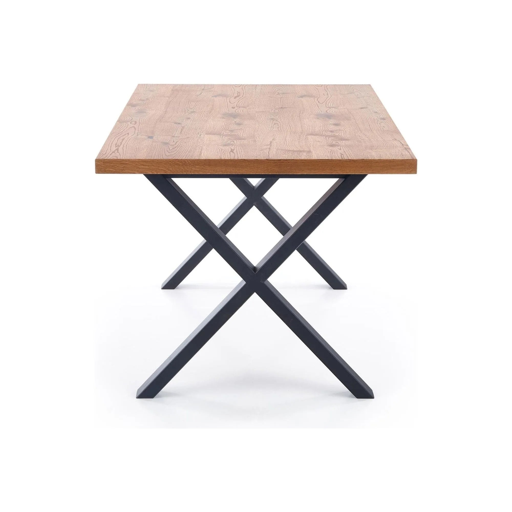 Masa extensibila XAVIER, stejar deschis/negru, lemn/otel, 160/250x90x76 cm