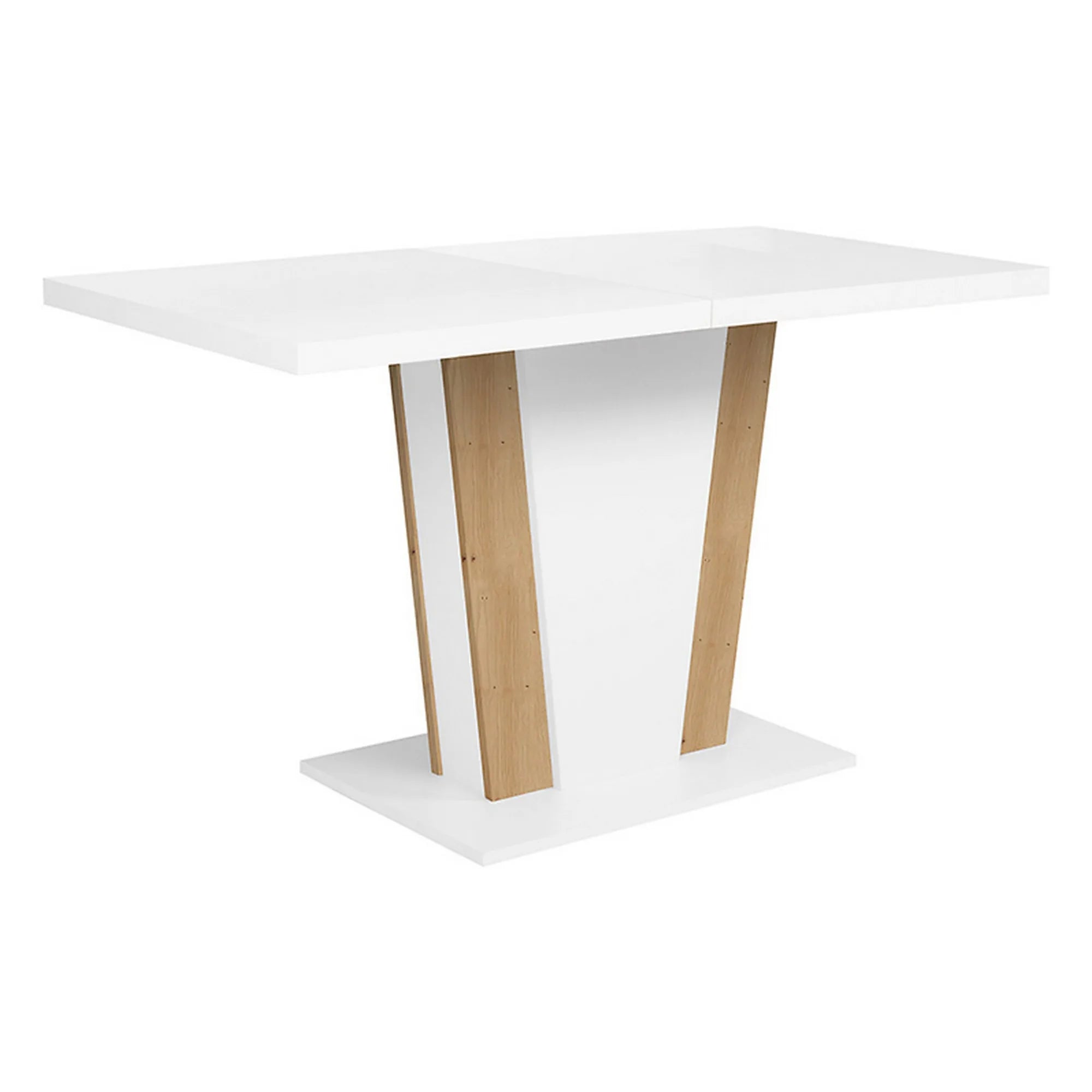Masa extensibila ZALDER, alb/stejar artisan, PAL, 120/160x68x76 cm
