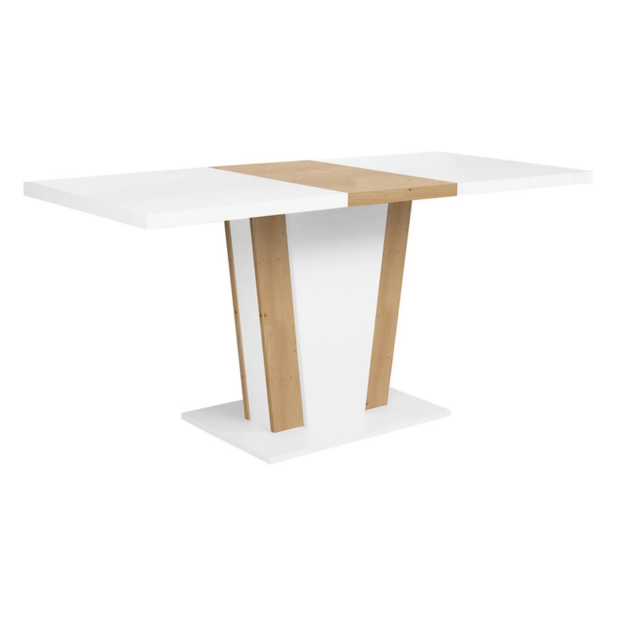 Masa extensibila ZALDER, alb/stejar artisan, PAL, 120/160x68x76 cm