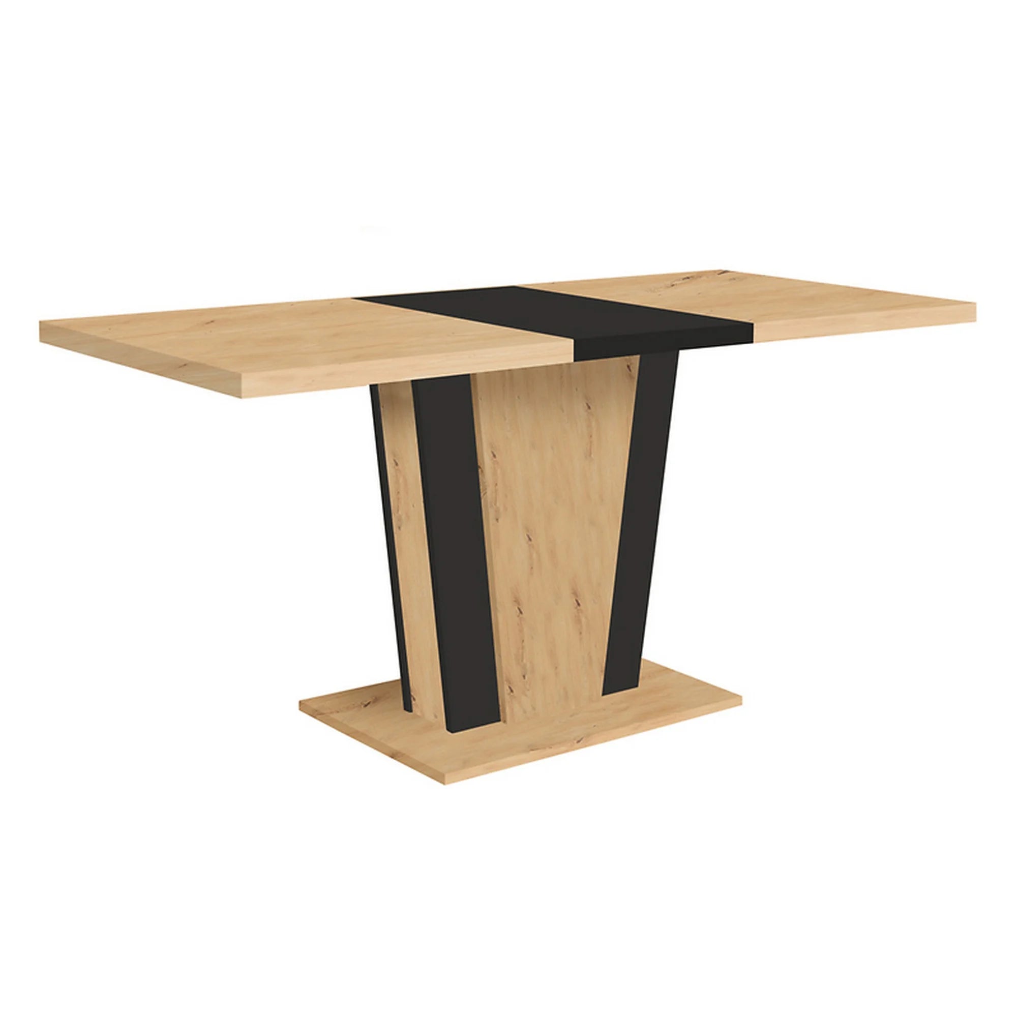 Masa extensibila ZALDER, stejar artisan/negru, PAL, 120/160x68x76 cm