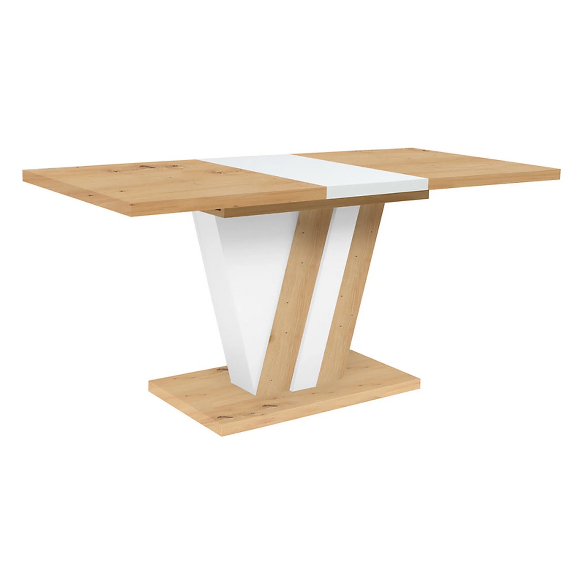 Masa extensibila ZATAR, stejar artisan/alb, PAL, 125/170x75x76 cm