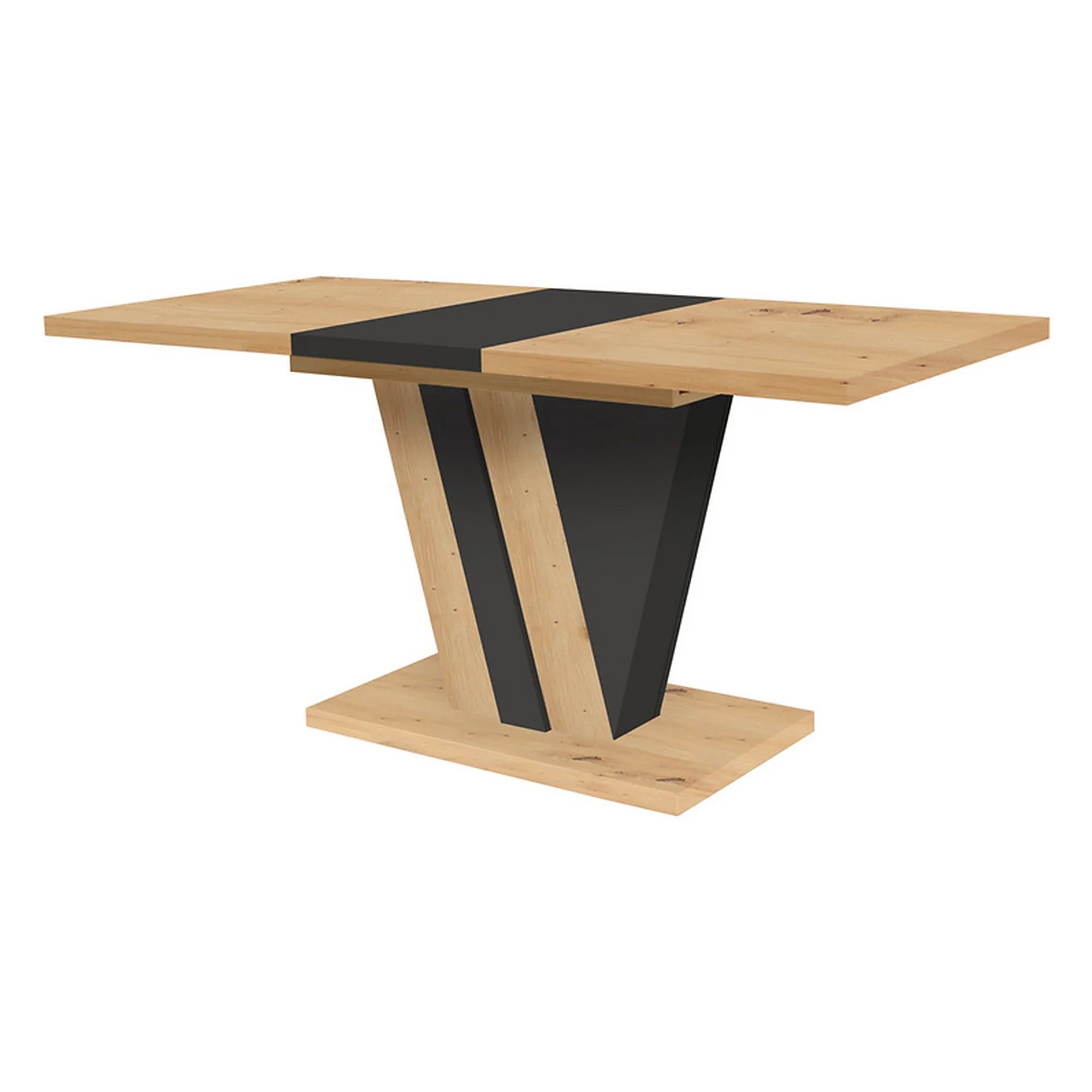 Masa extensibila ZATAR, stejar artisan/negru, PAL laminat, 125/170x75x76 cm