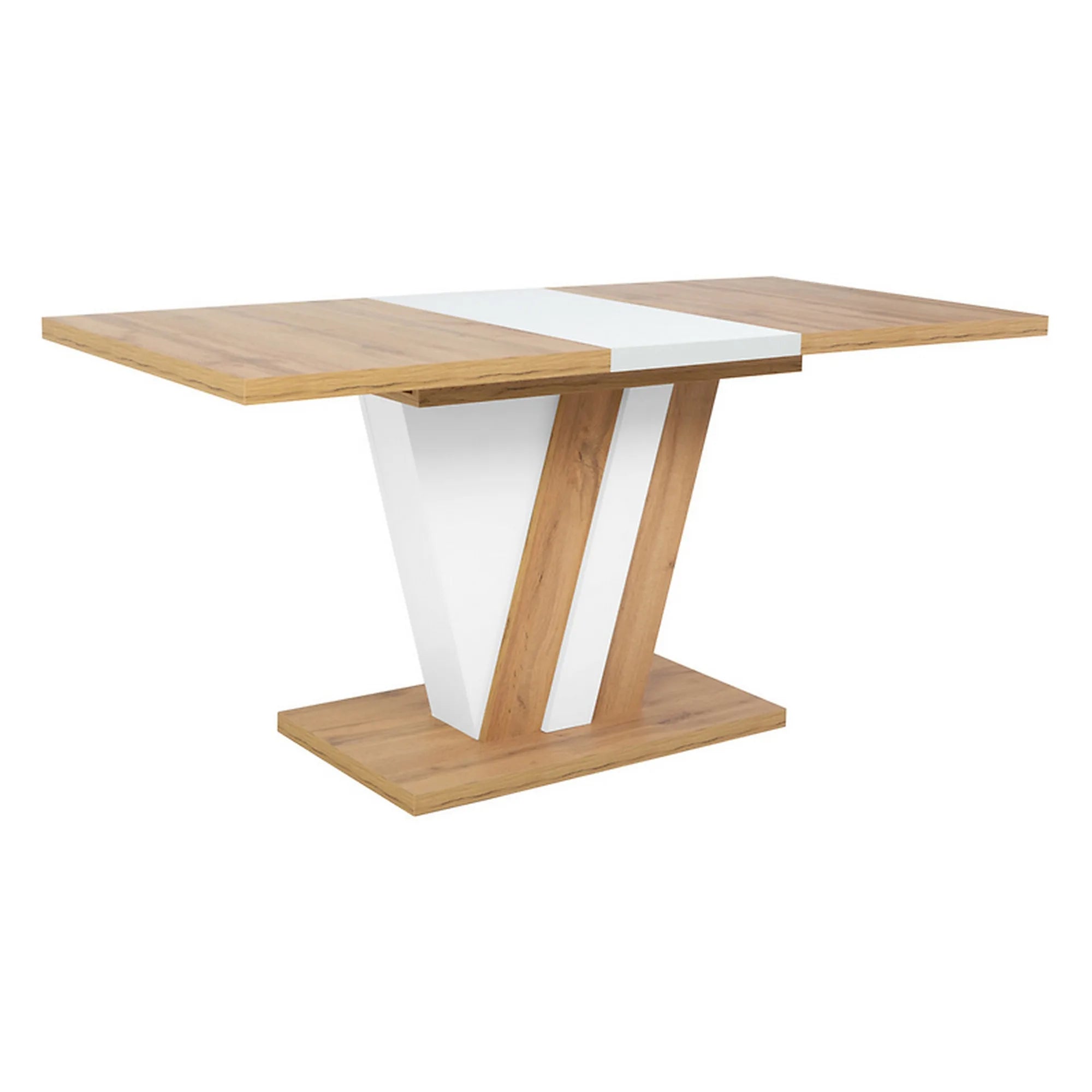 Masa extensibila ZATAR, stejar wotan/alb, PAL laminat, 125/170x75x76 cm