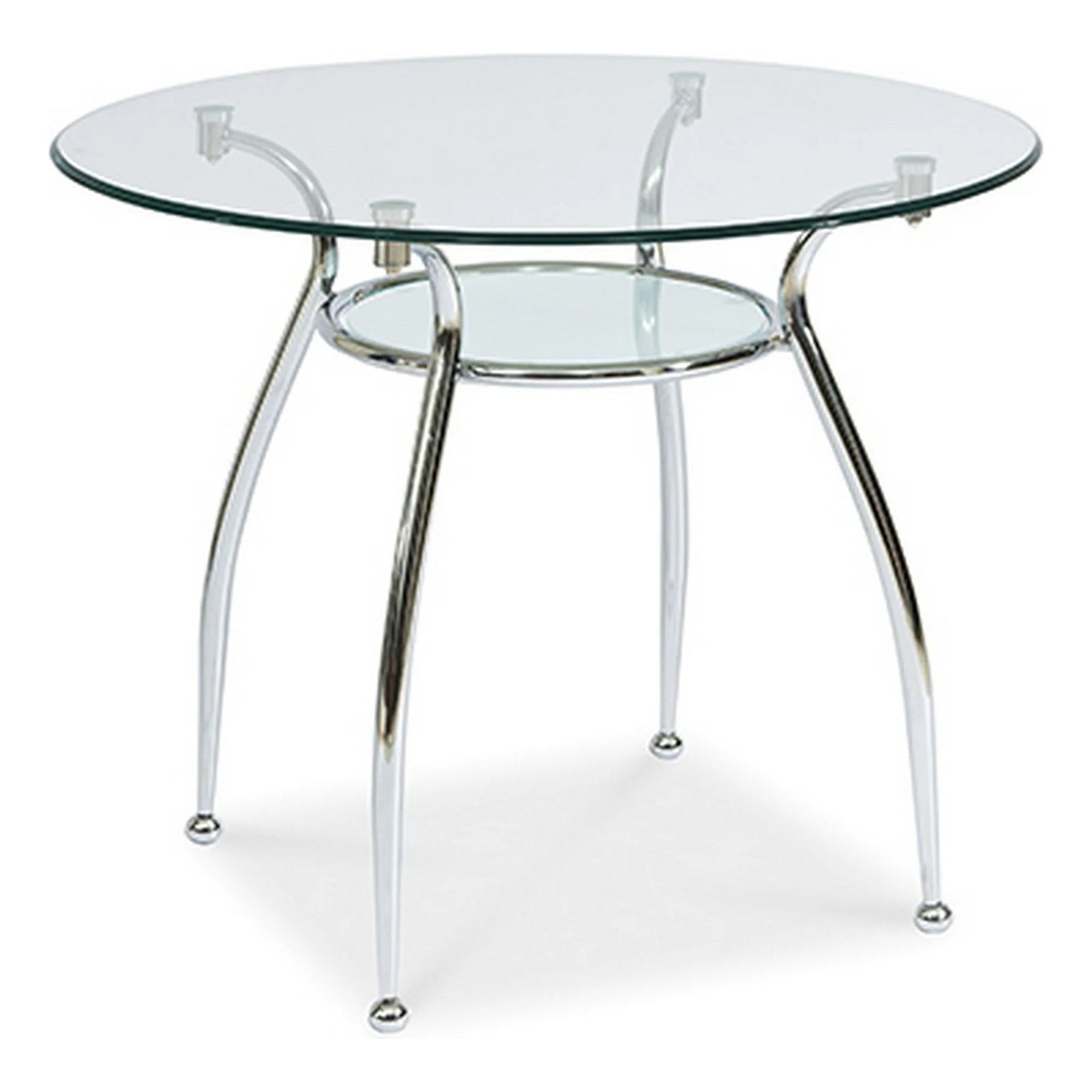 Masa FINEZJA A, transparent/crom, sticla/metal, 90x90x77 cm