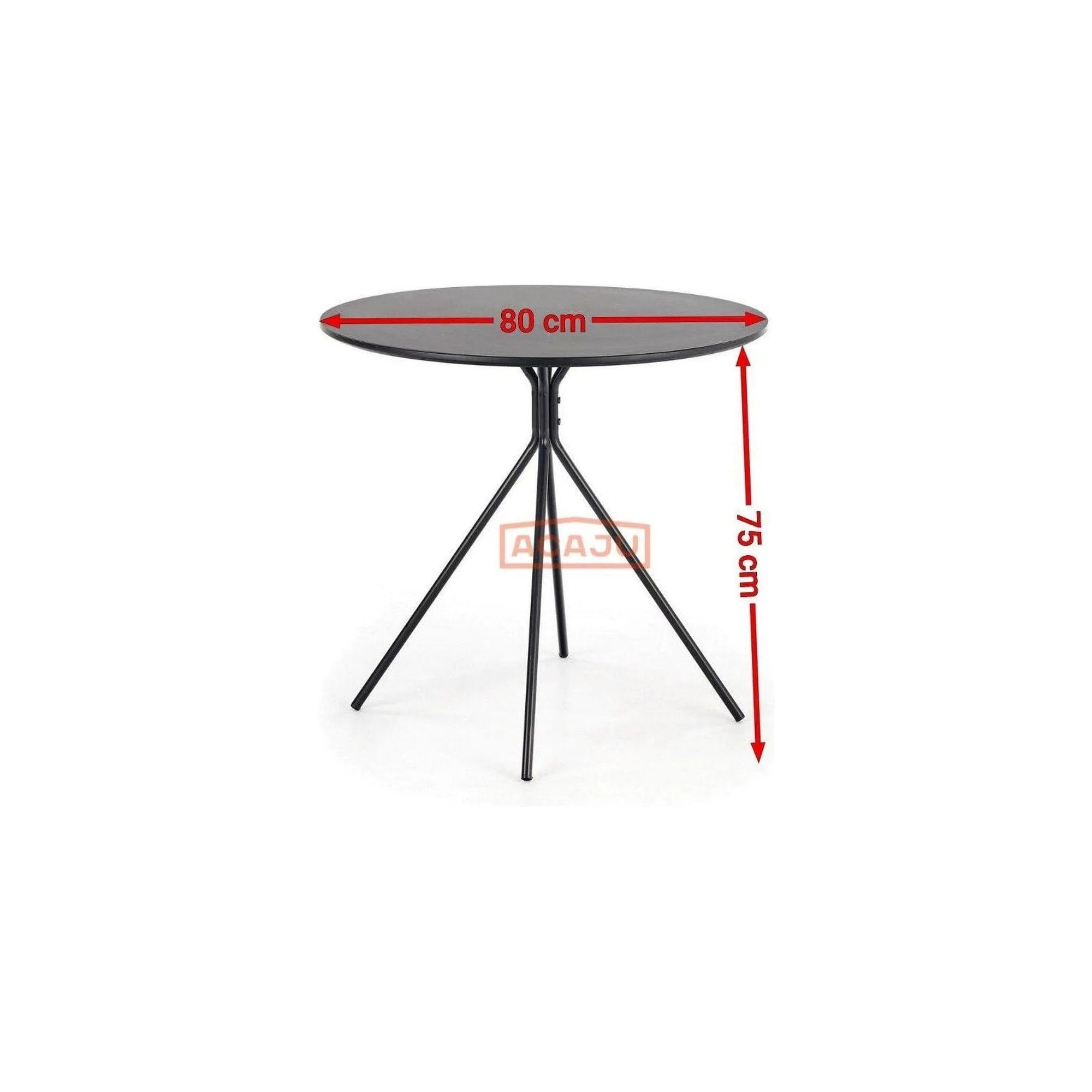 Masa FONDI, negru, 80x80x75 cm