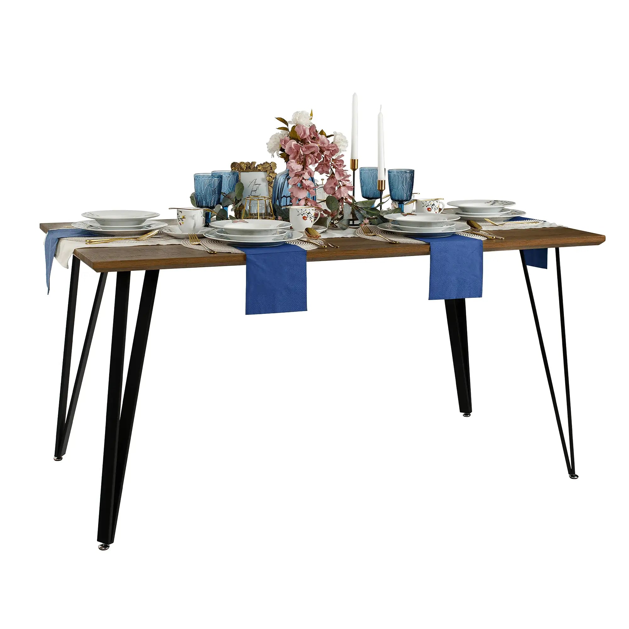 Masa FRIADO, stejar/negru, metal, 150x80x75 cm