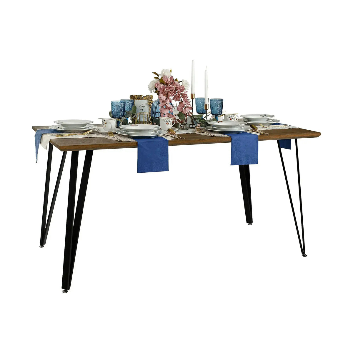 Masa FRIADO, stejar/negru, metal, 150x80x75 cm