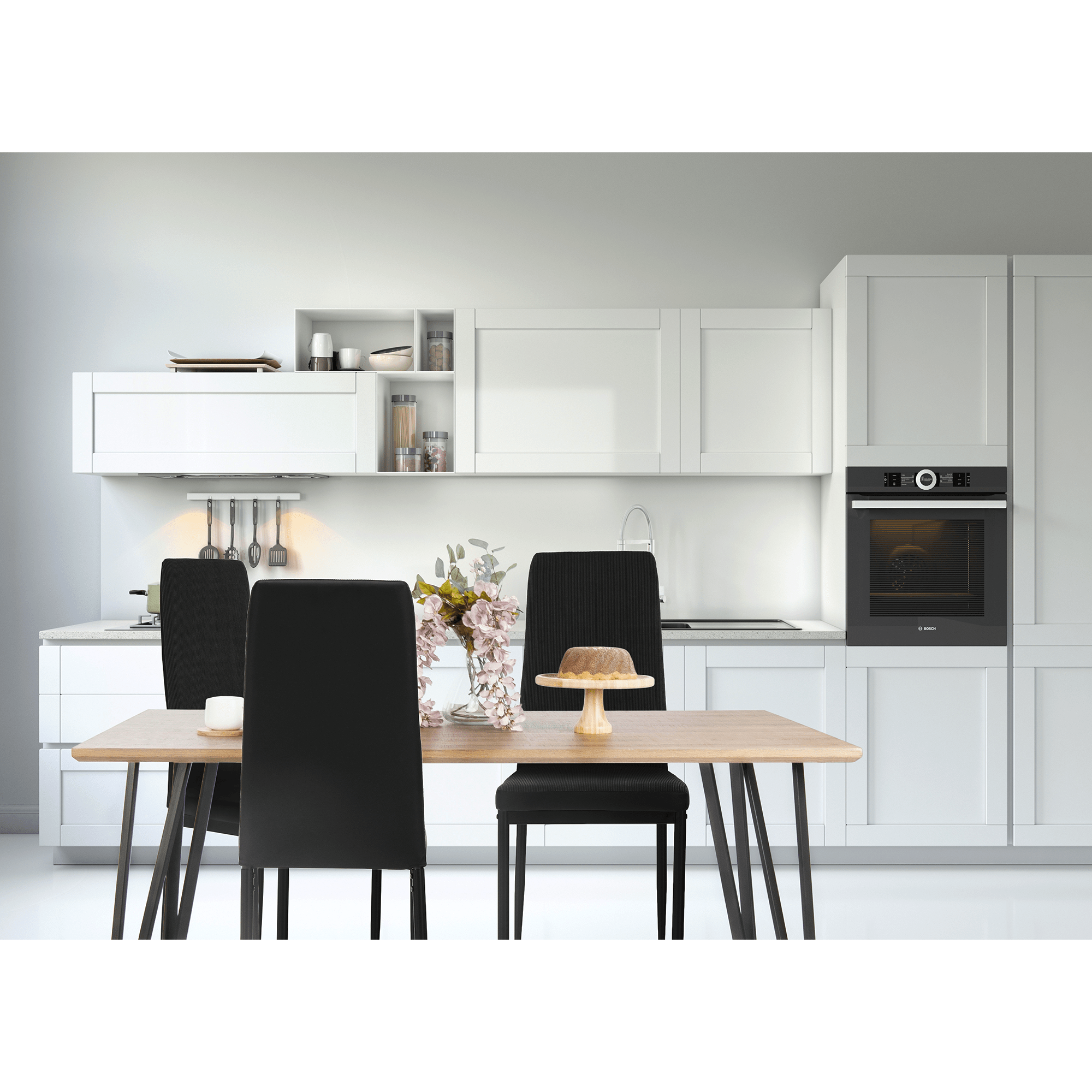 Masa FRIADO, stejar/negru, metal, 150x80x75 cm