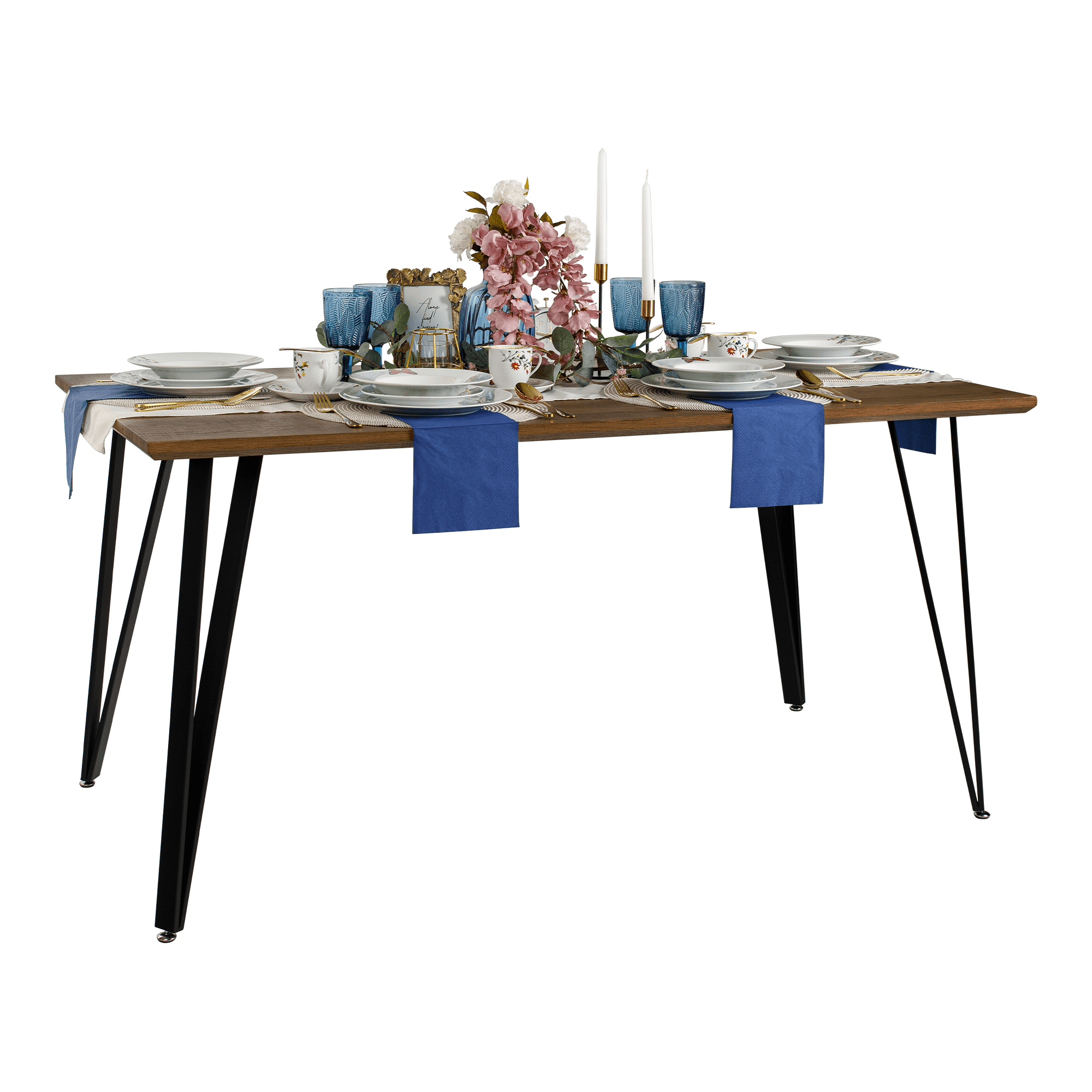 Masa FRIADO, stejar/negru, metal, 150x80x75 cm