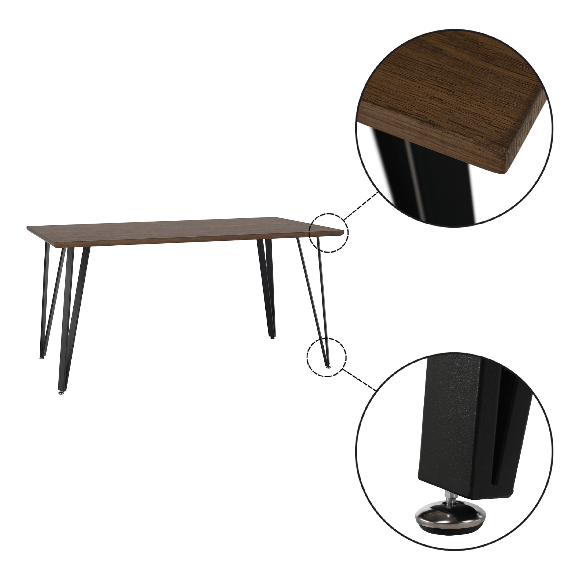 Masa FRIADO, stejar/negru, metal, 150x80x75 cm