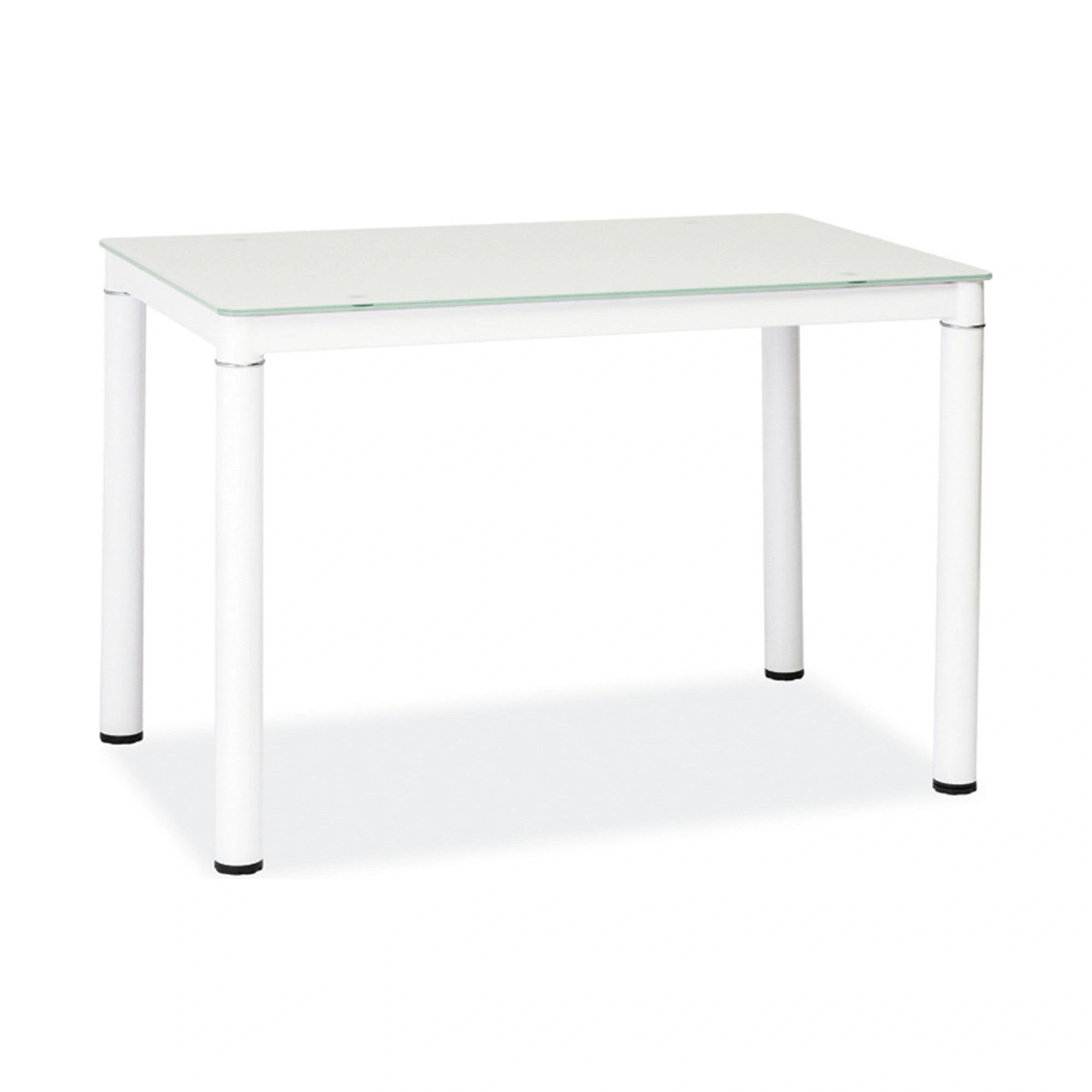 Masa GALANT, alb, sticla securizata/metal, 100x60x75 cm