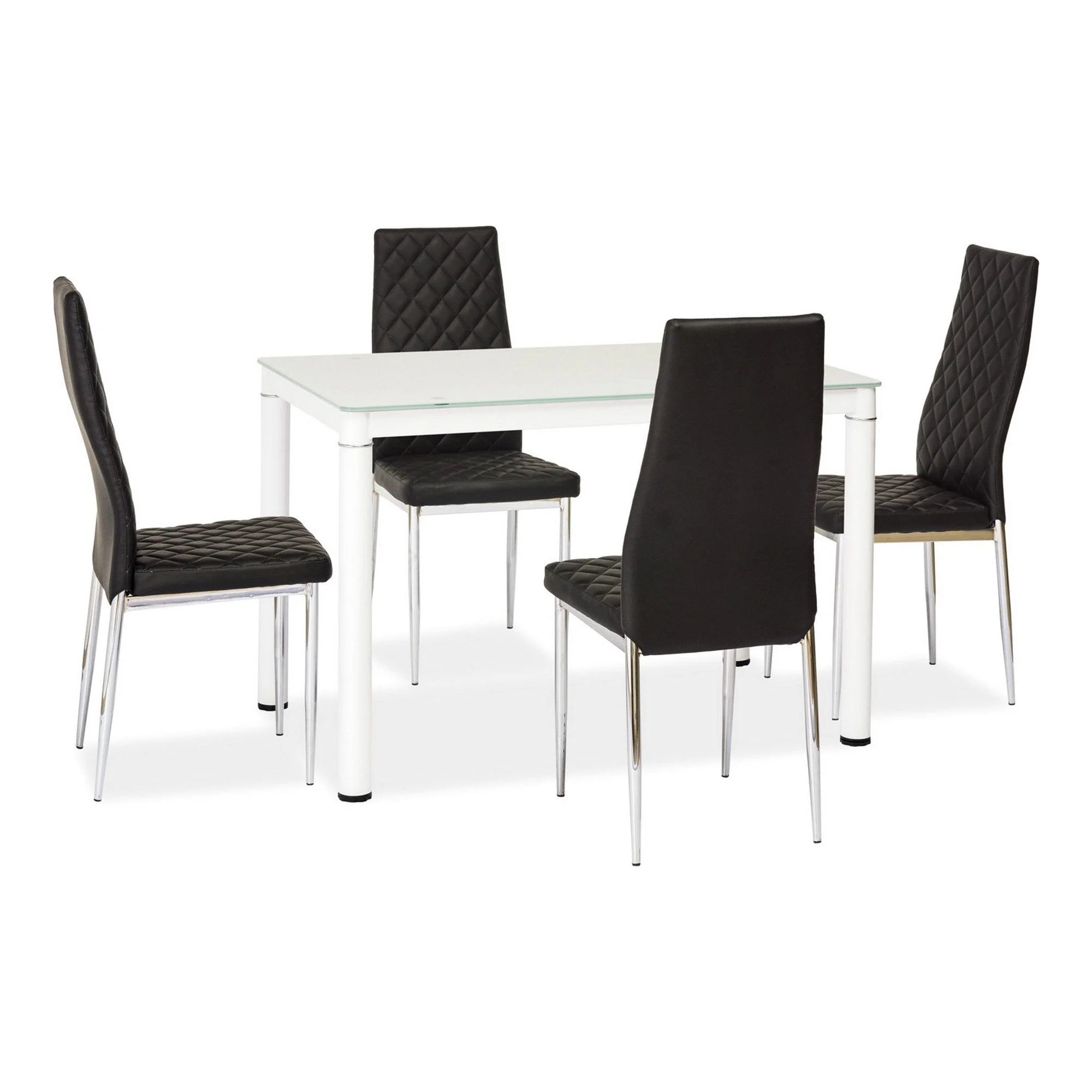 Masa GALANT, alb, sticla securizata/metal, 100x60x75 cm