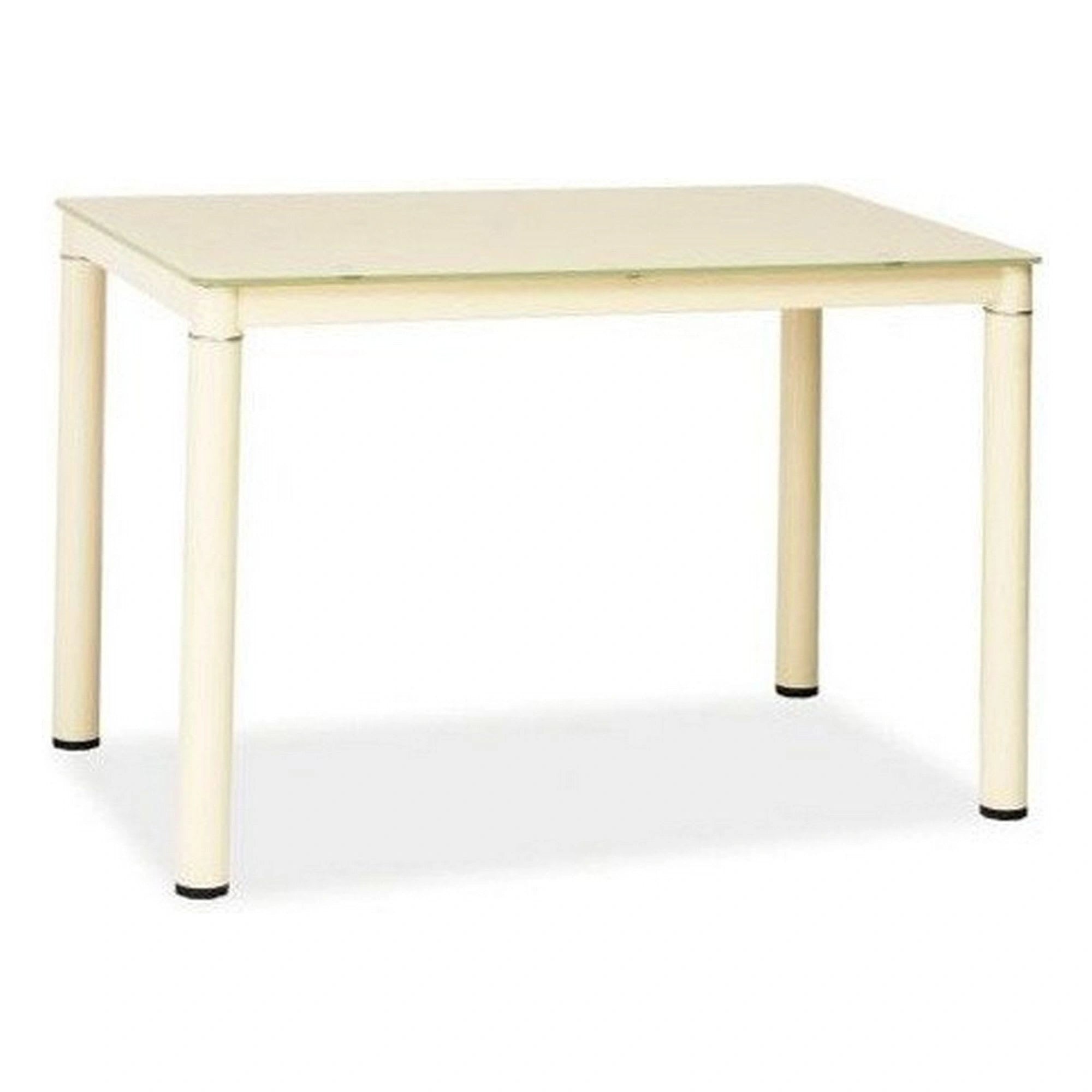 Masa GALANT, crem, sticla securizata/metal, 100x60x75 cm