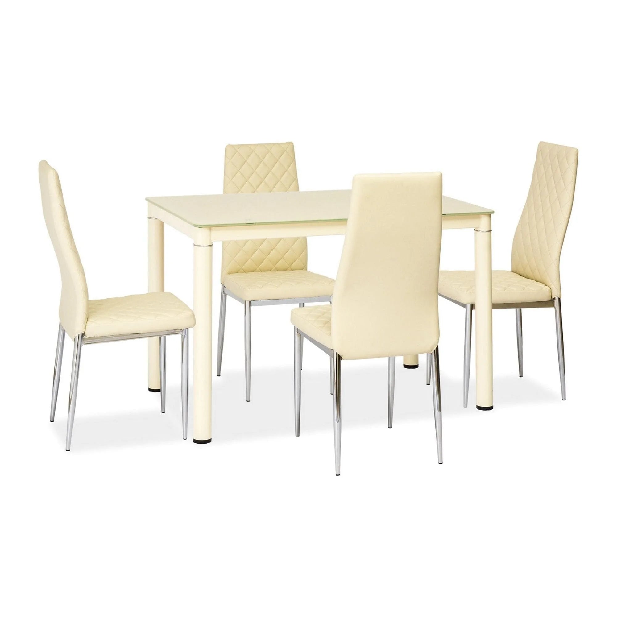 Masa GALANT crem, sticla securizata/metal, 110x70x75 cm