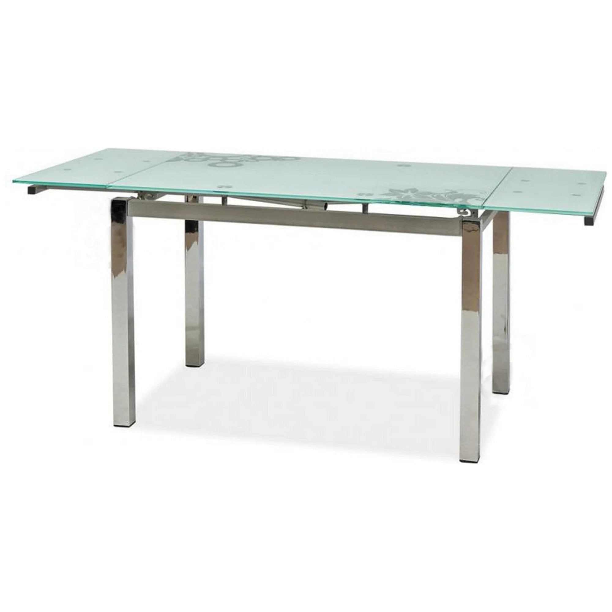 Masa GD017, alb/crom, sticla securizata/metal, 110/170x74x75 cm