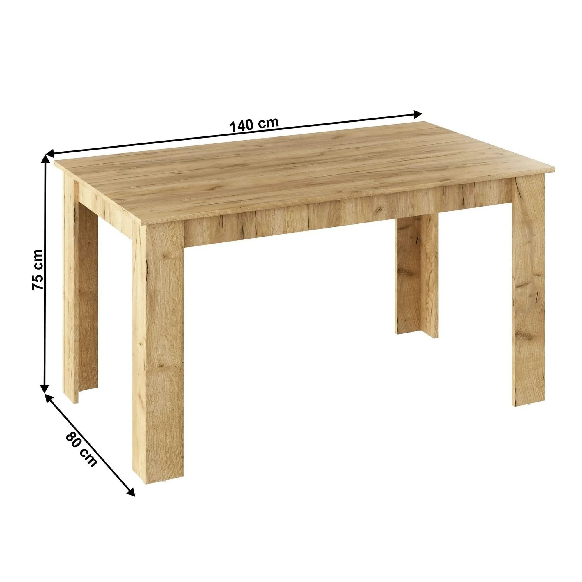 Masa GENERAL NEW, stejar artisan, DTD laminat, 140x80x75 cm