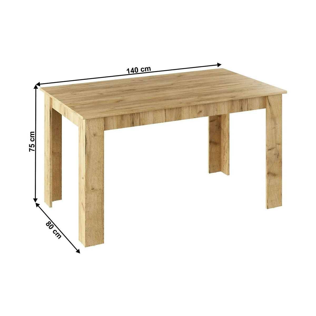 Masa GENERAL NEW, stejar artisan, DTD laminat, 140x80x75 cm
