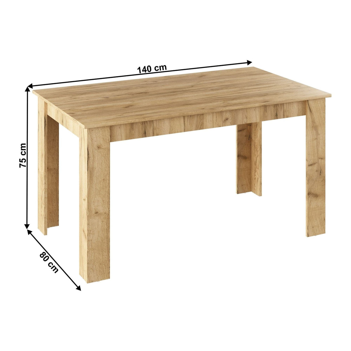 Masa GENERAL NEW, stejar artisan, DTD laminat, 140x80x75 cm