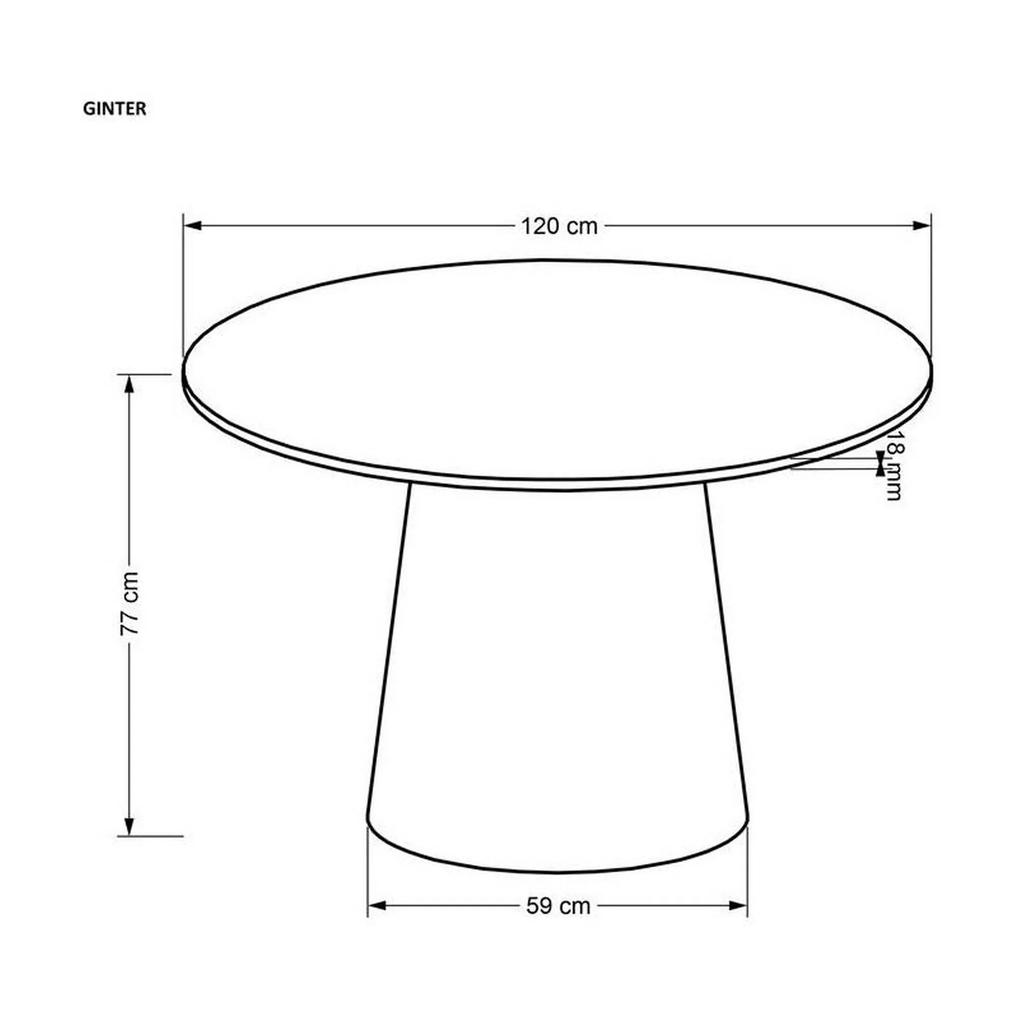 Masa de bucatarie rotunda GINTER, negru, 120x120x77 cm