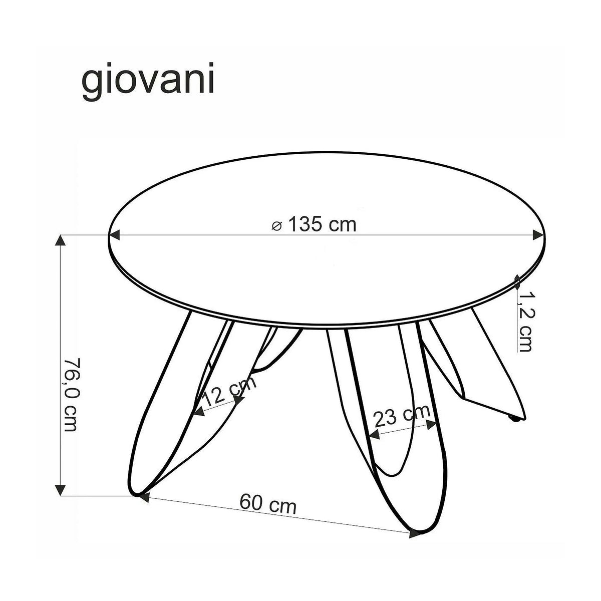 Masa GIOVANI, verde/negru, ceramica/metal, 135x135x76 cm
