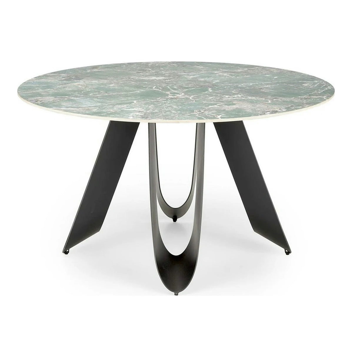 Masa GIOVANI, verde/negru, ceramica/metal, 135x135x76 cm