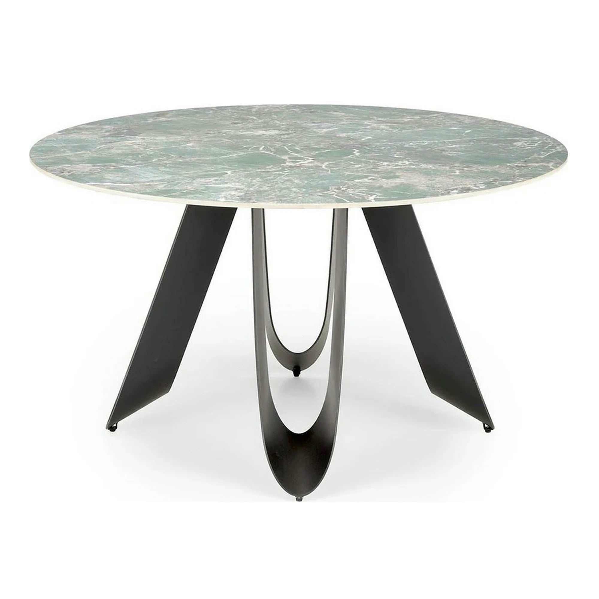 Masa GIOVANI, verde/negru, ceramica/metal, 135x135x76 cm