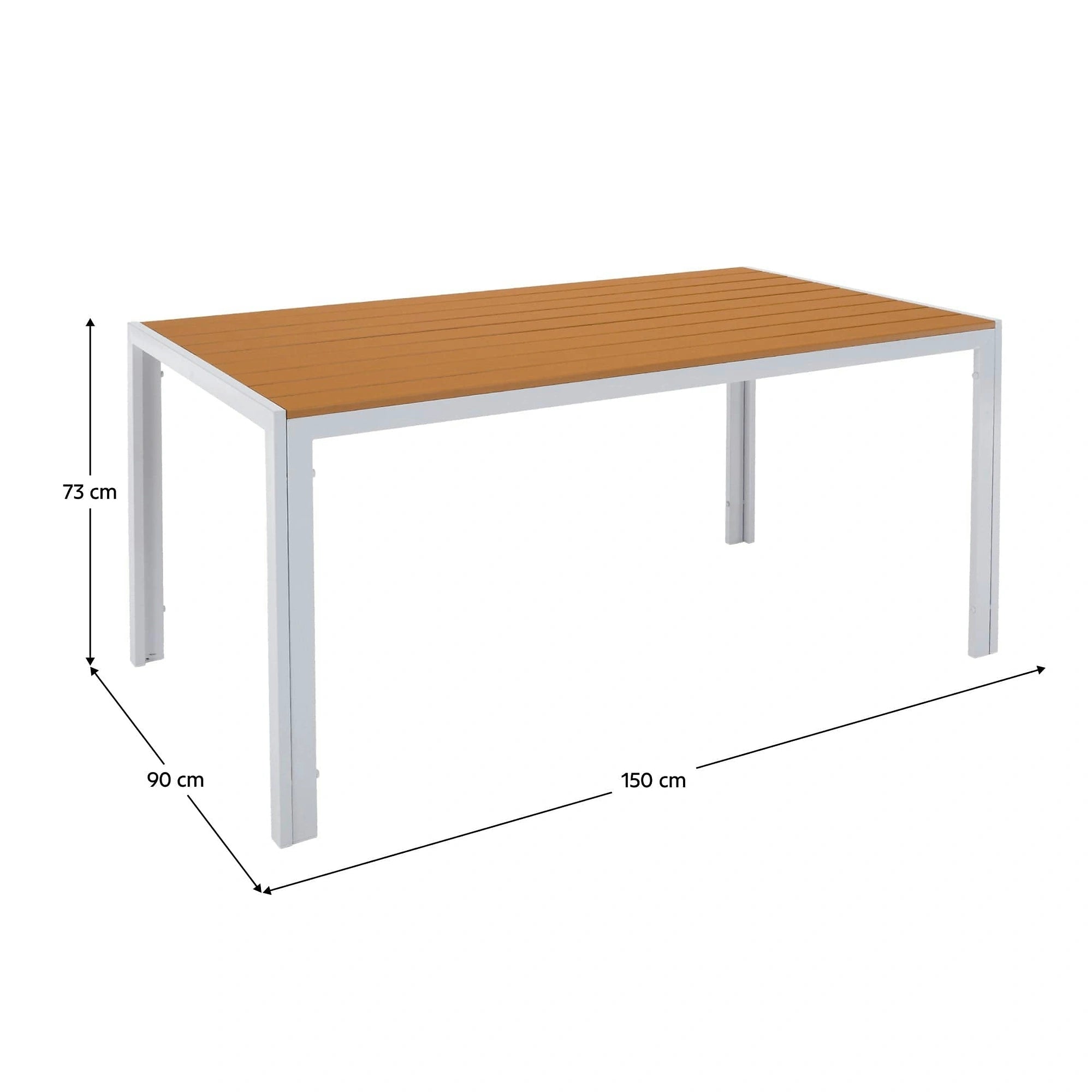 Masa gradina BONTO, alb/stejar, 150x90x73 cm