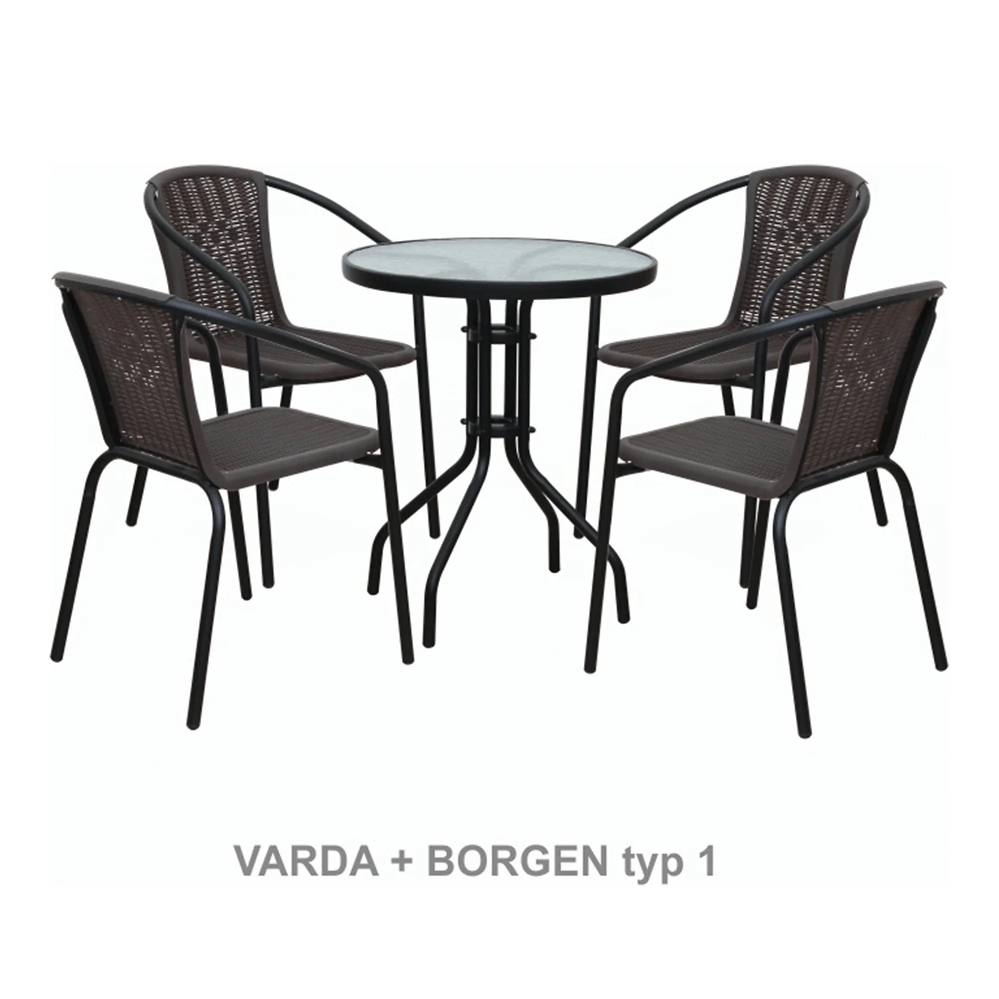 Masa gradina BORGEN TYP 2, negru, sticla securizata/otel, 80x80x70 cm