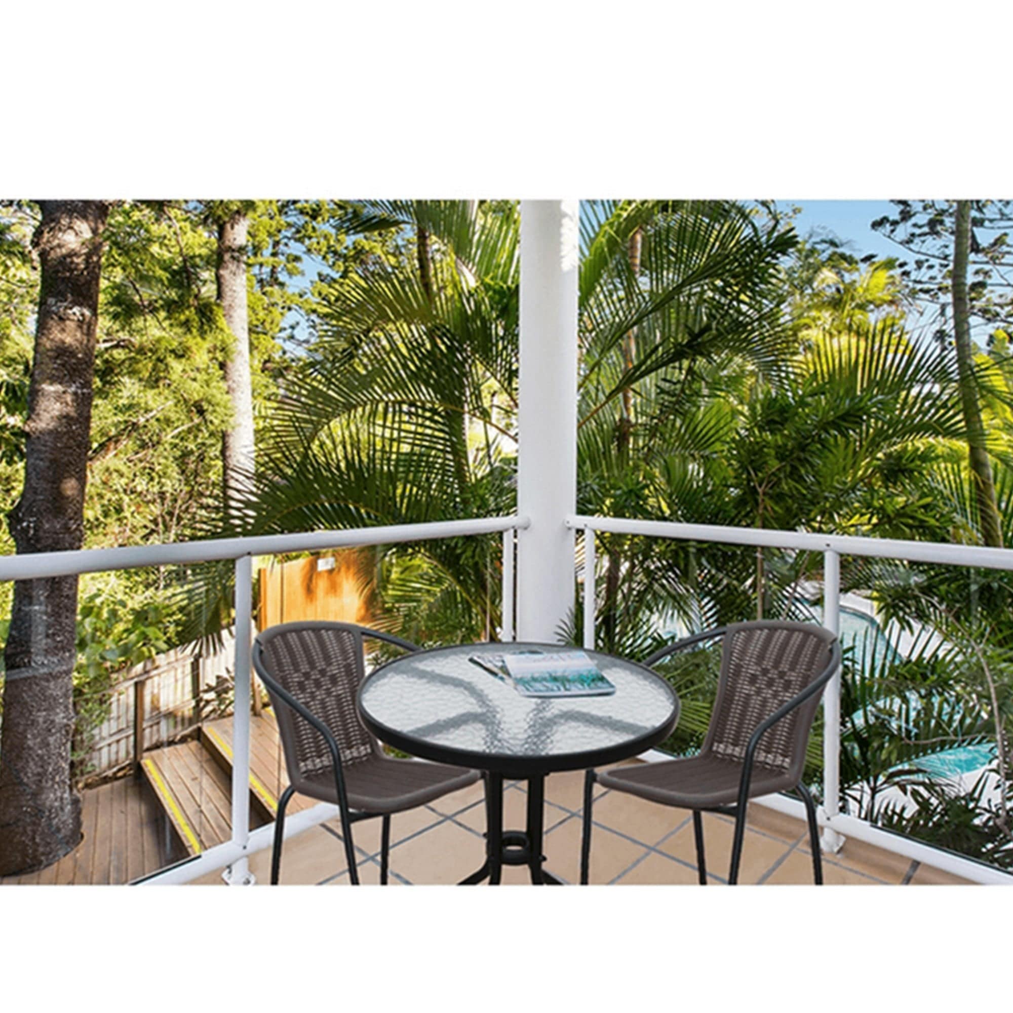 Masa gradina BORGEN TYP 2, negru, sticla securizata/otel, 80x80x70 cm