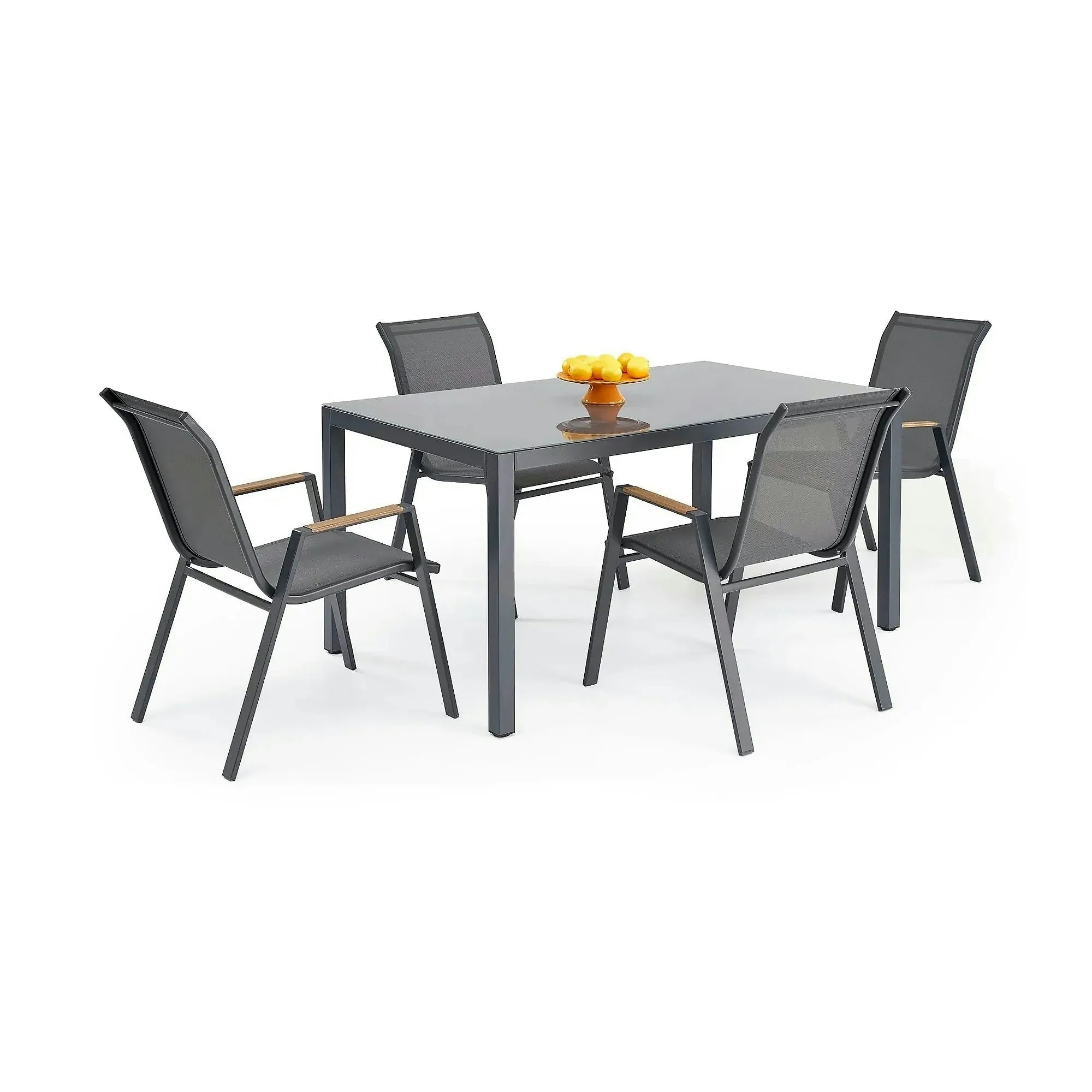 Masa gradina HOVER, gri/gri antracit, sticla/metal, 150x90x75 cm