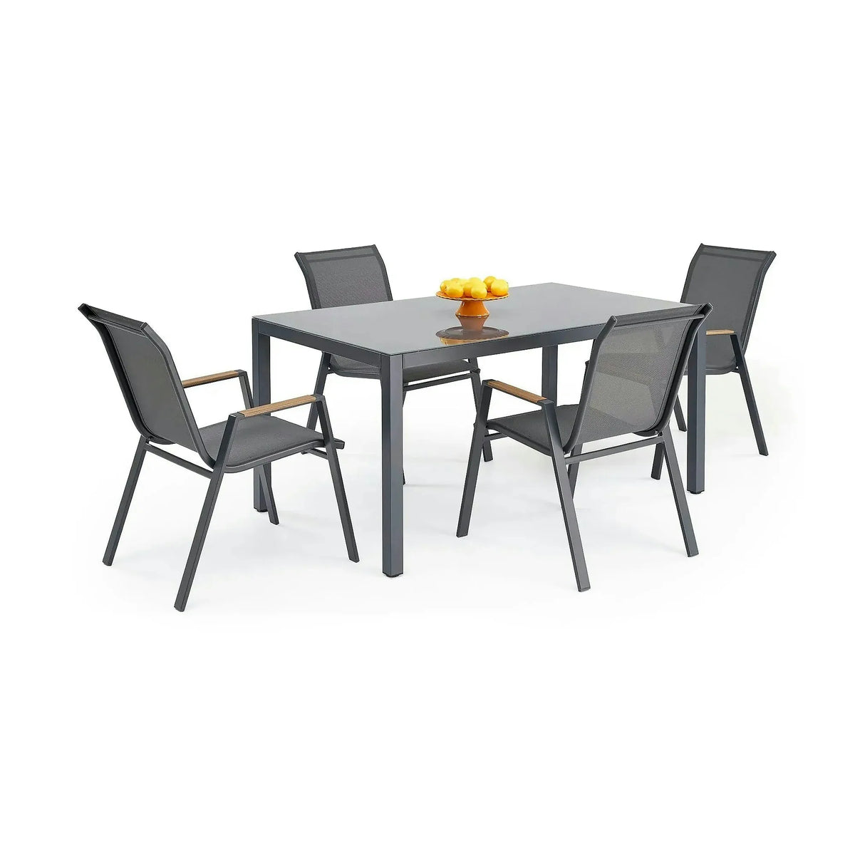 Masa gradina HOVER, gri/gri antracit, sticla/metal, 150x90x75 cm