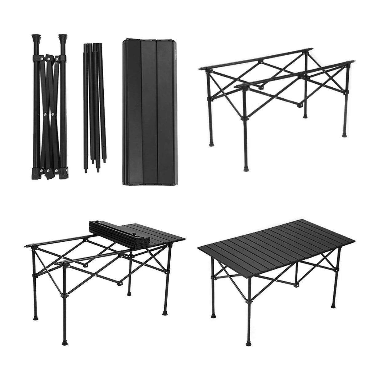 Masa gradina MAKUR, negru, metal, 95x54x55 cm