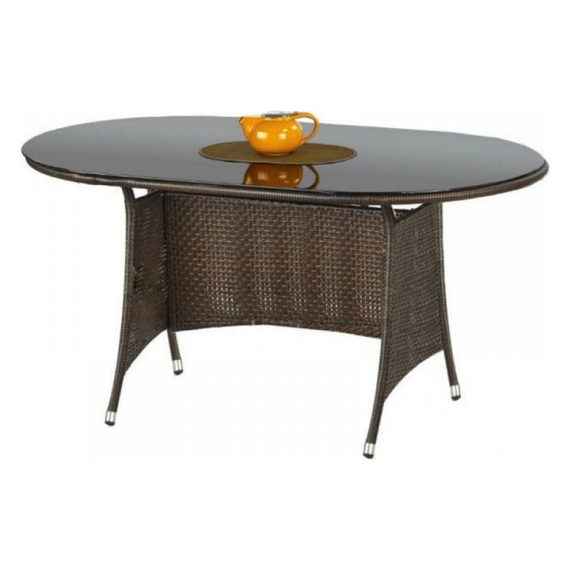 Masa gradina MASTER, maro inchis/negru, sticla/metal, 150x90x74 cm