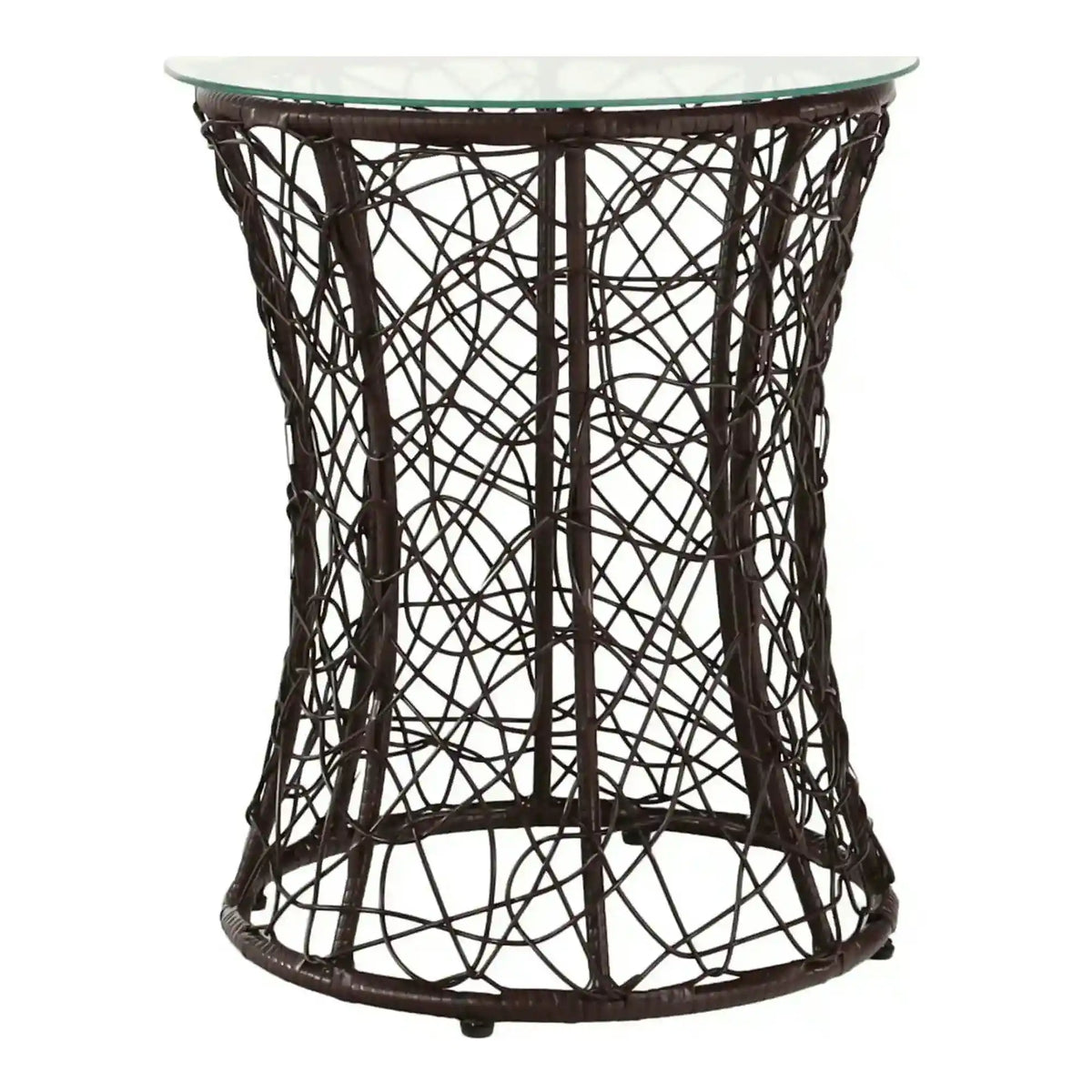 Masa gradina SALMAR NEW, transparent/negru, sticla securizata/rachita artificiala, 50x47 cm