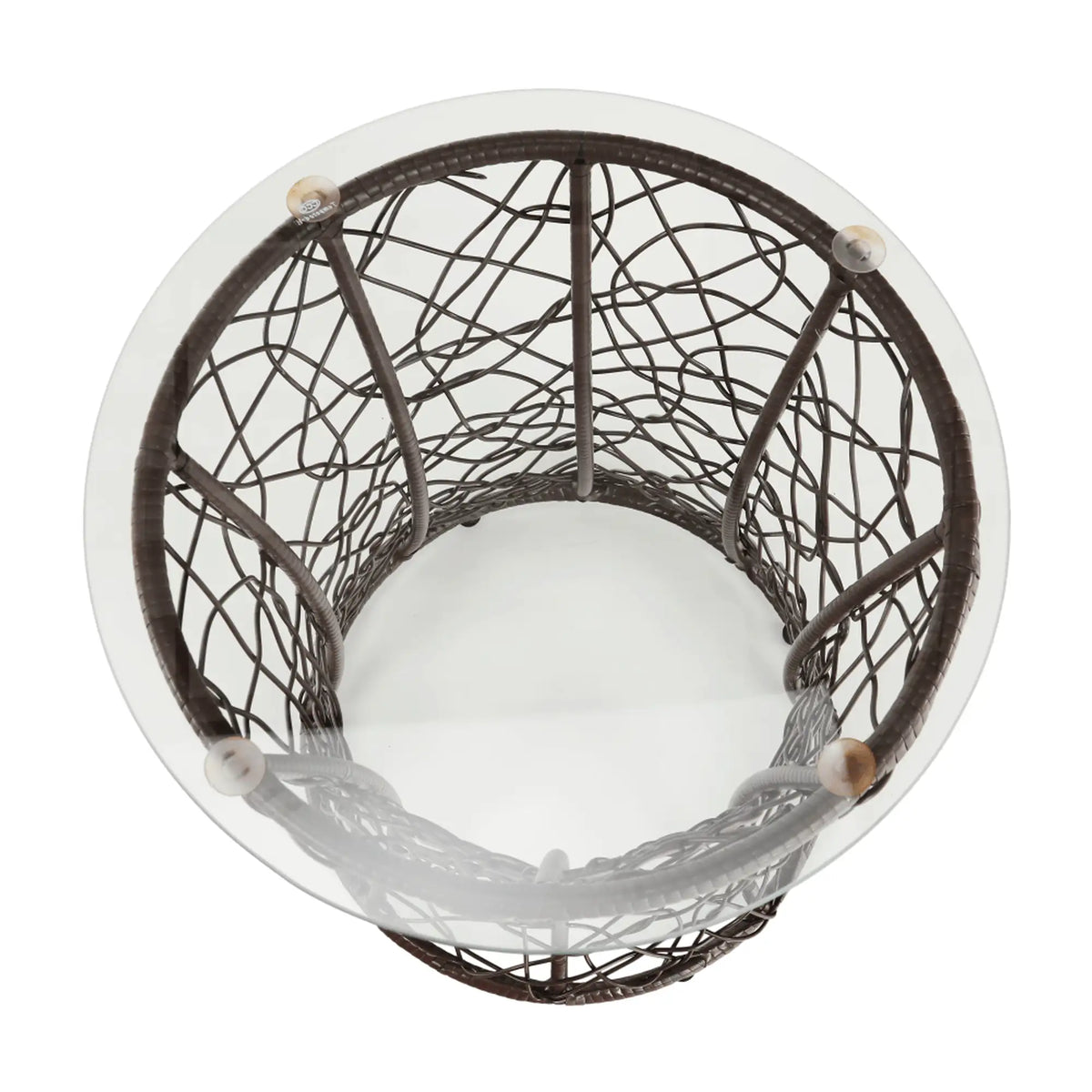Masa gradina SALMAR NEW, transparent/negru, sticla securizata/rachita artificiala, 50x47 cm