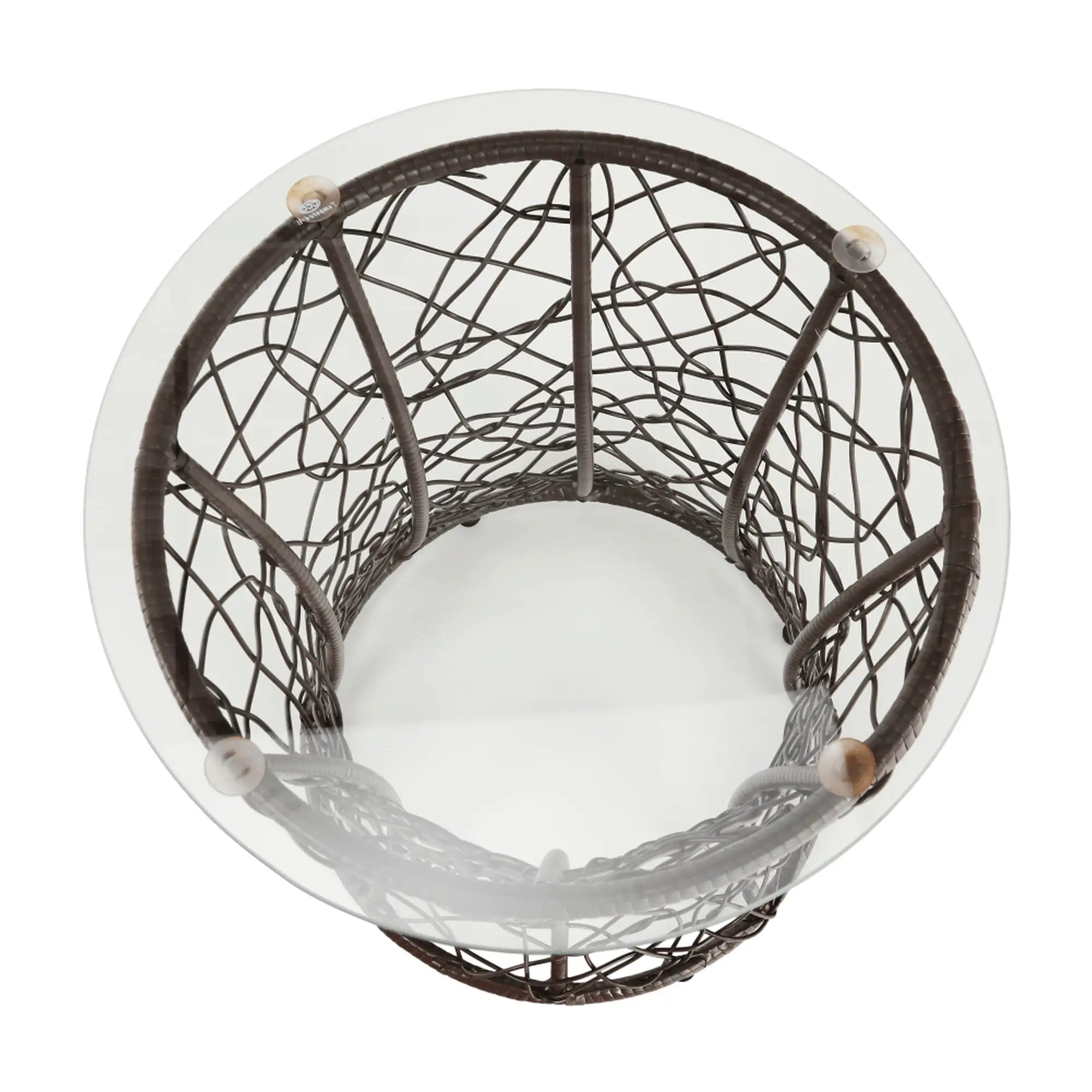 Masa gradina SALMAR NEW, transparent/negru, sticla securizata/rachita artificiala, 50x47 cm