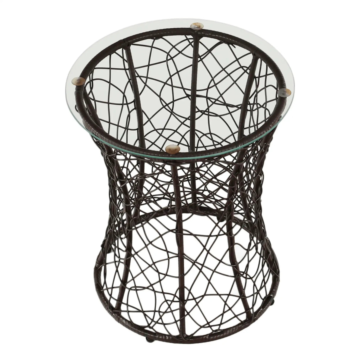 Masa gradina SALMAR NEW, transparent/negru, sticla securizata/rachita artificiala, 50x47 cm