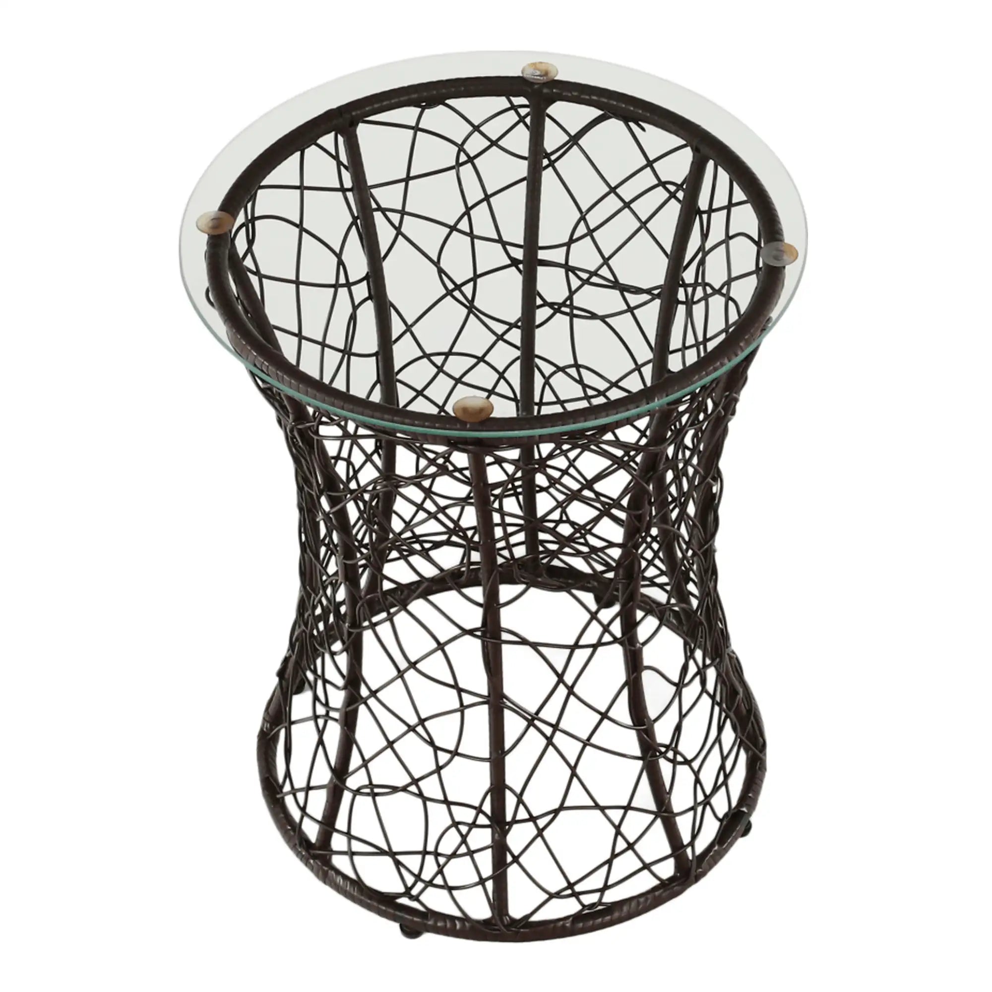 Masa gradina SALMAR NEW, transparent/negru, sticla securizata/rachita artificiala, 50x47 cm
