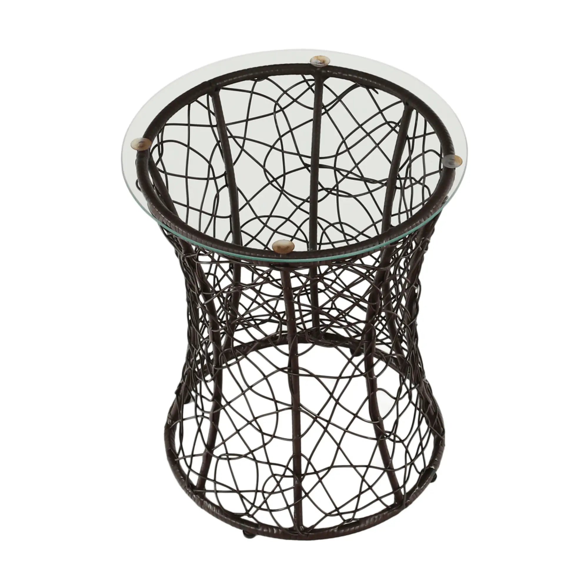 Masa gradina SALMAR NEW, transparent/negru, sticla securizata/rachita artificiala, 50x47 cm