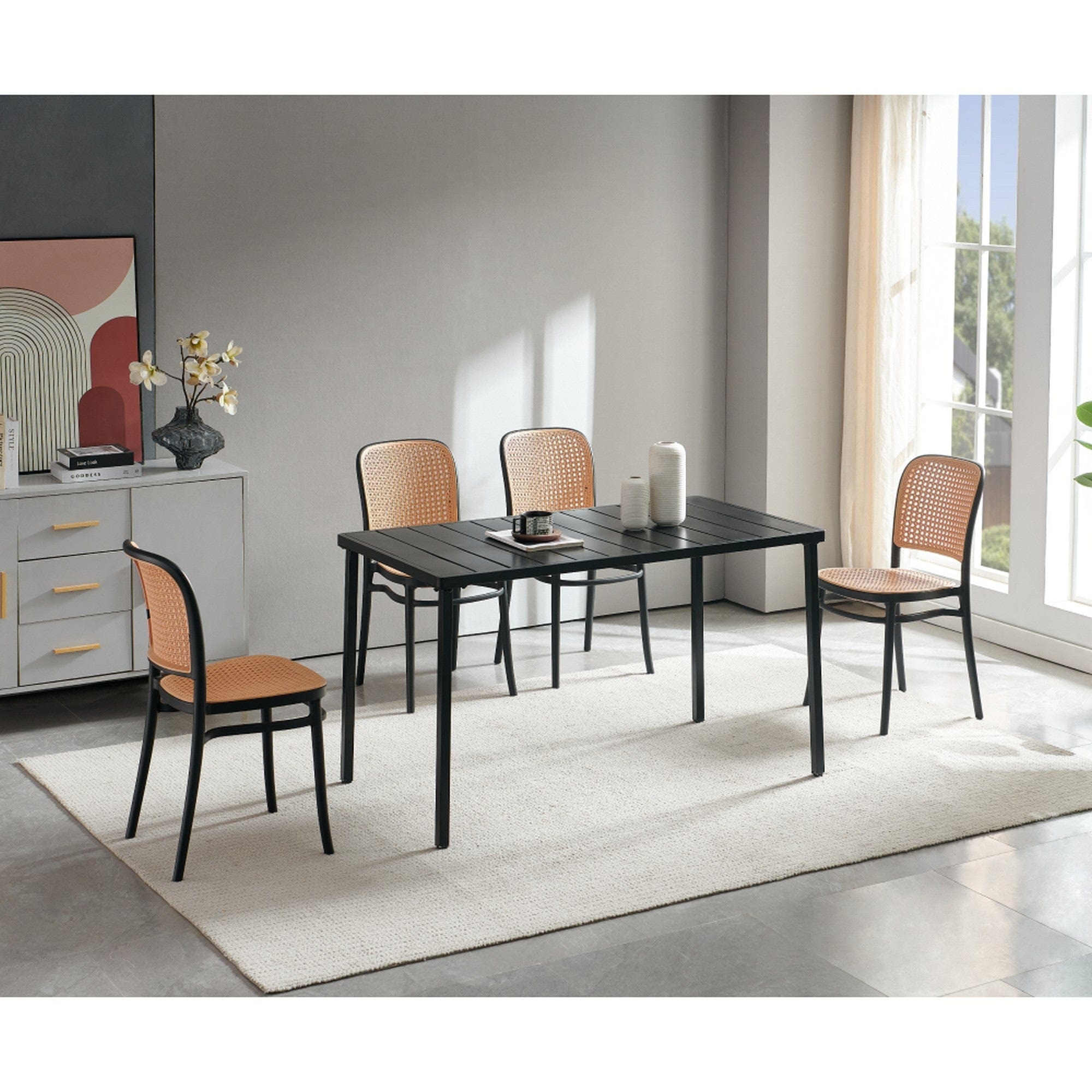 Masa gradina SALTON, negru, metal, 130x70x75 cm