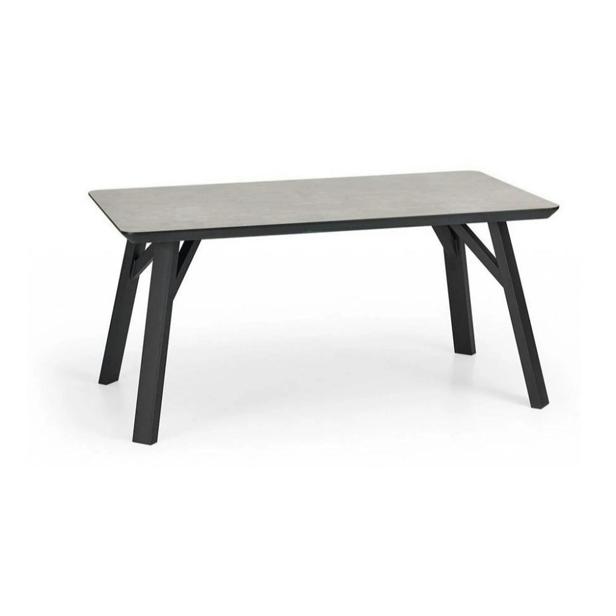 Masa HALIFAX, gri beton/negru, 160x90x76 cm
