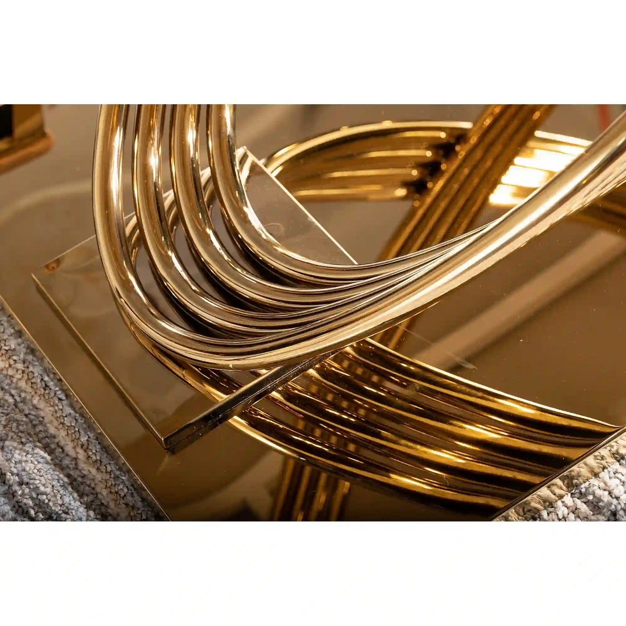 Masa HERMES, alb cu efect de marmura/auriu, ceramica/metal, 160x90x75 cm