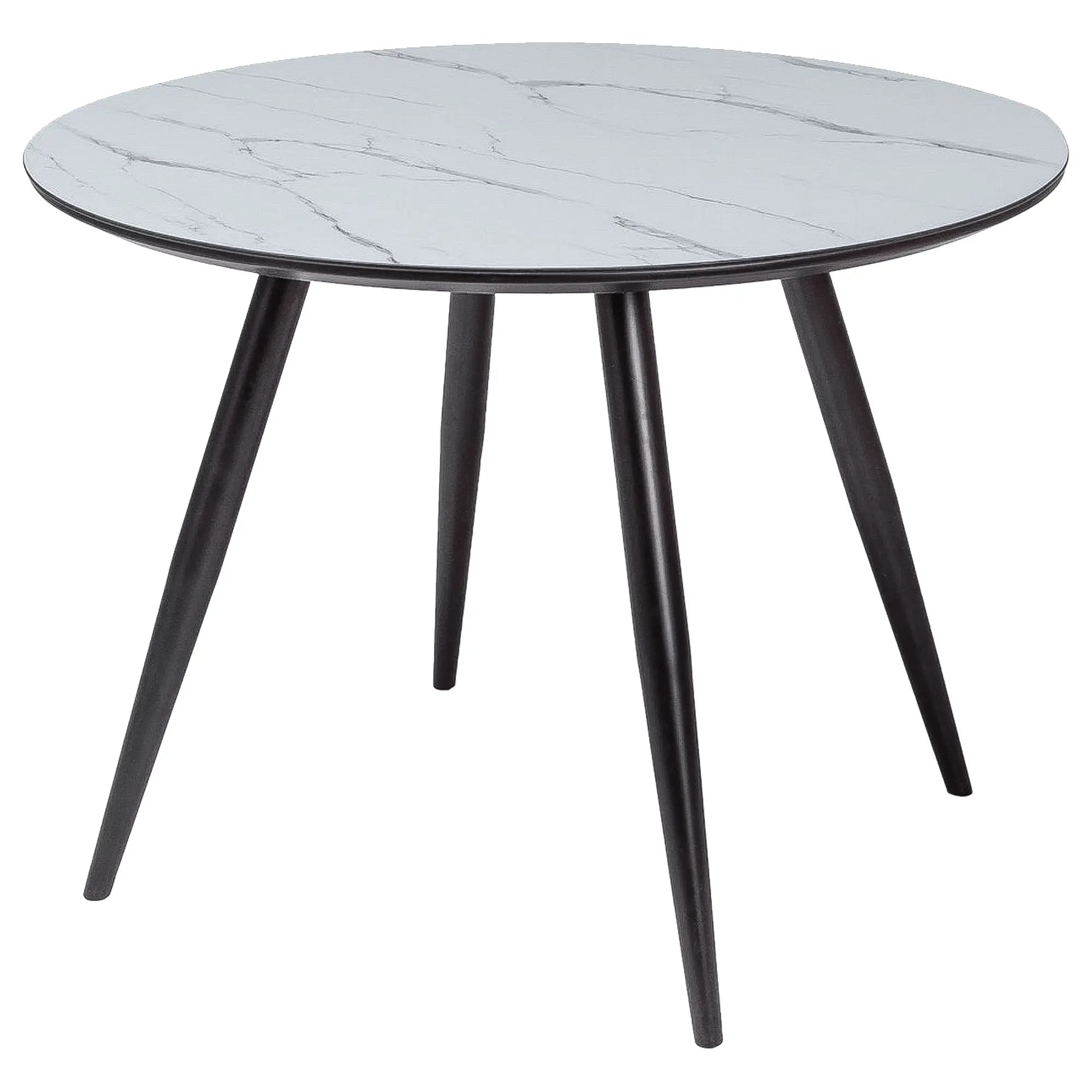 Masa IDEAL, alb cu efect marmura/negru, 100x100x76 cm