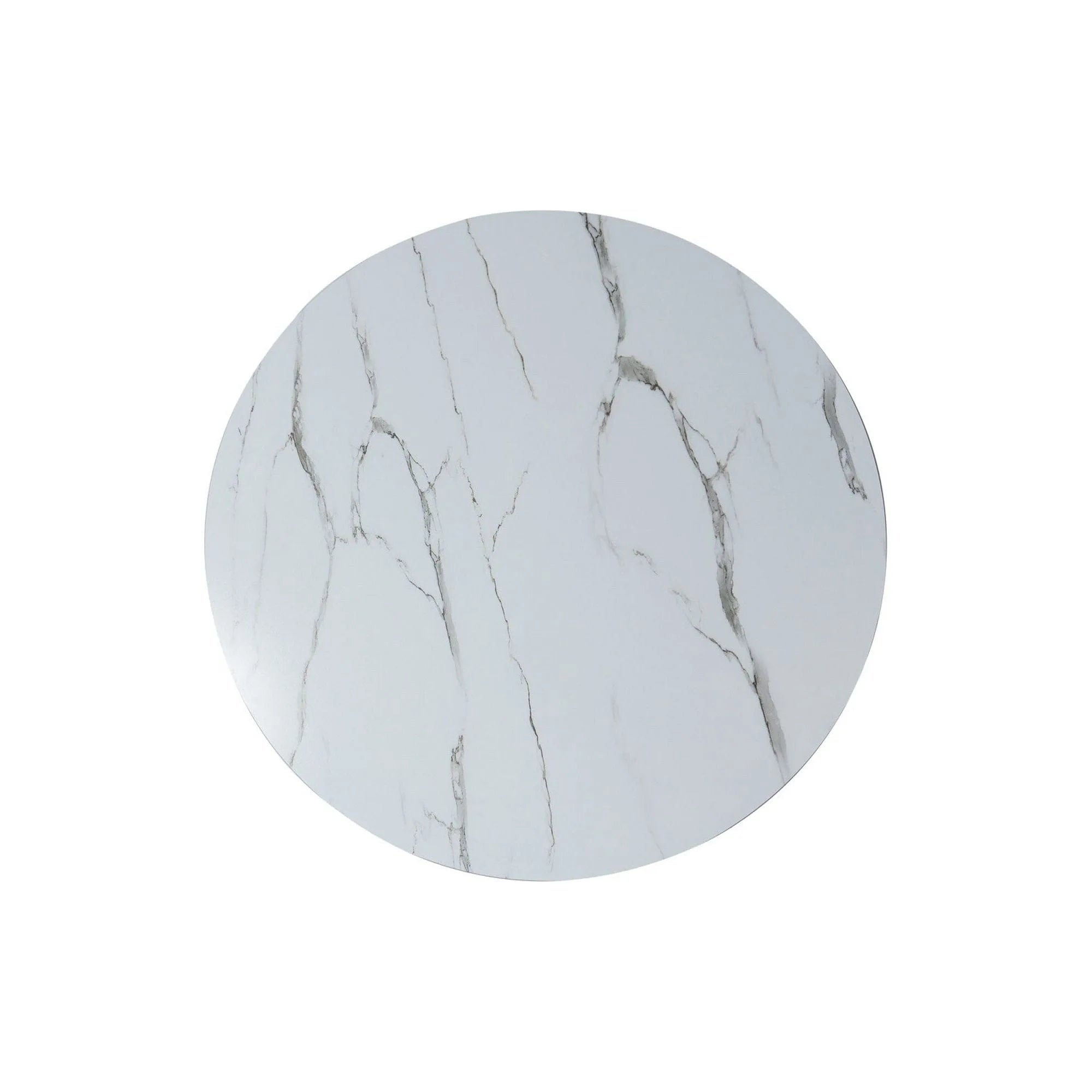 Masa IDEAL, alb cu efect marmura/negru, 100x100x76 cm